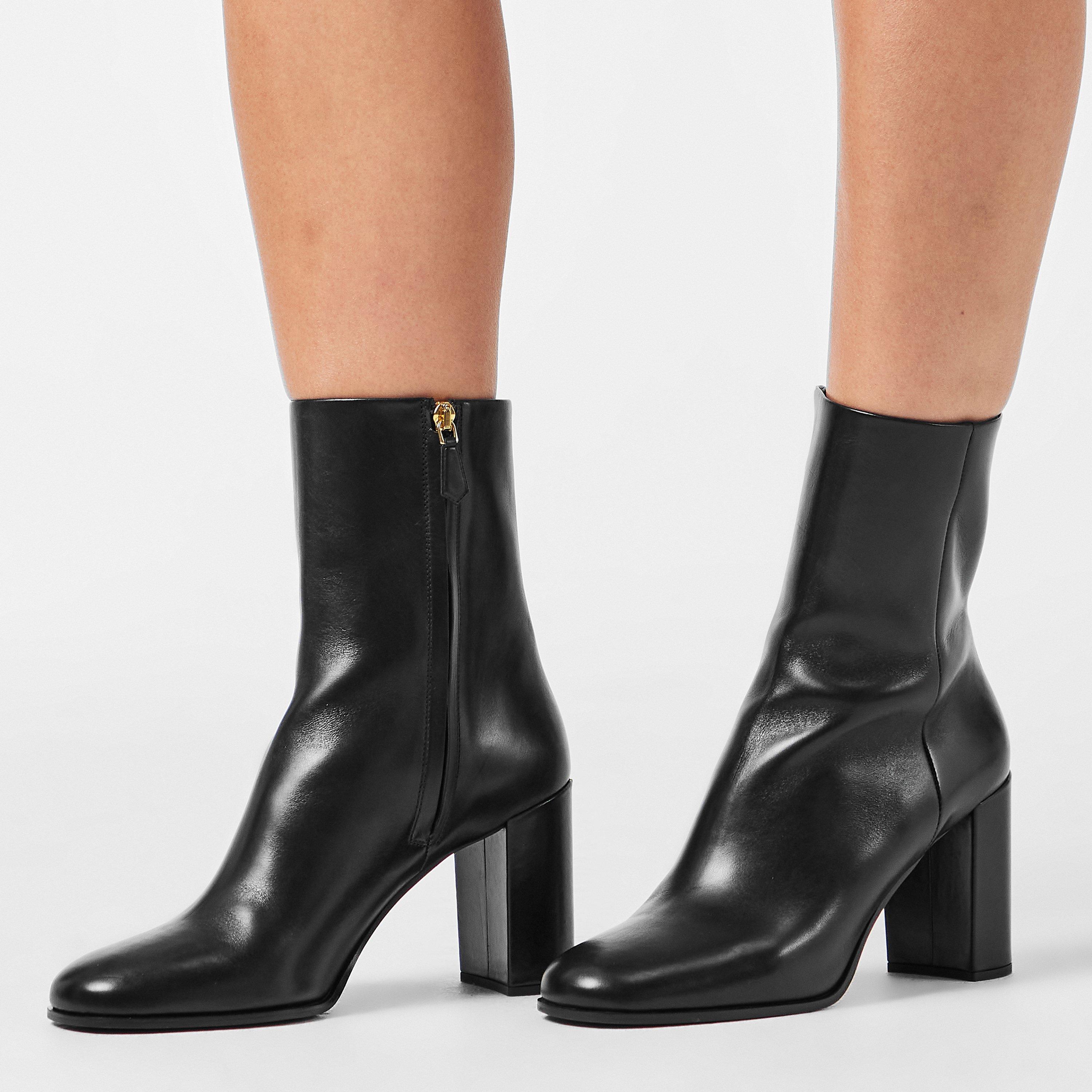 Black Nappa - Prada - Women's Heeled Ankle Boots - 3