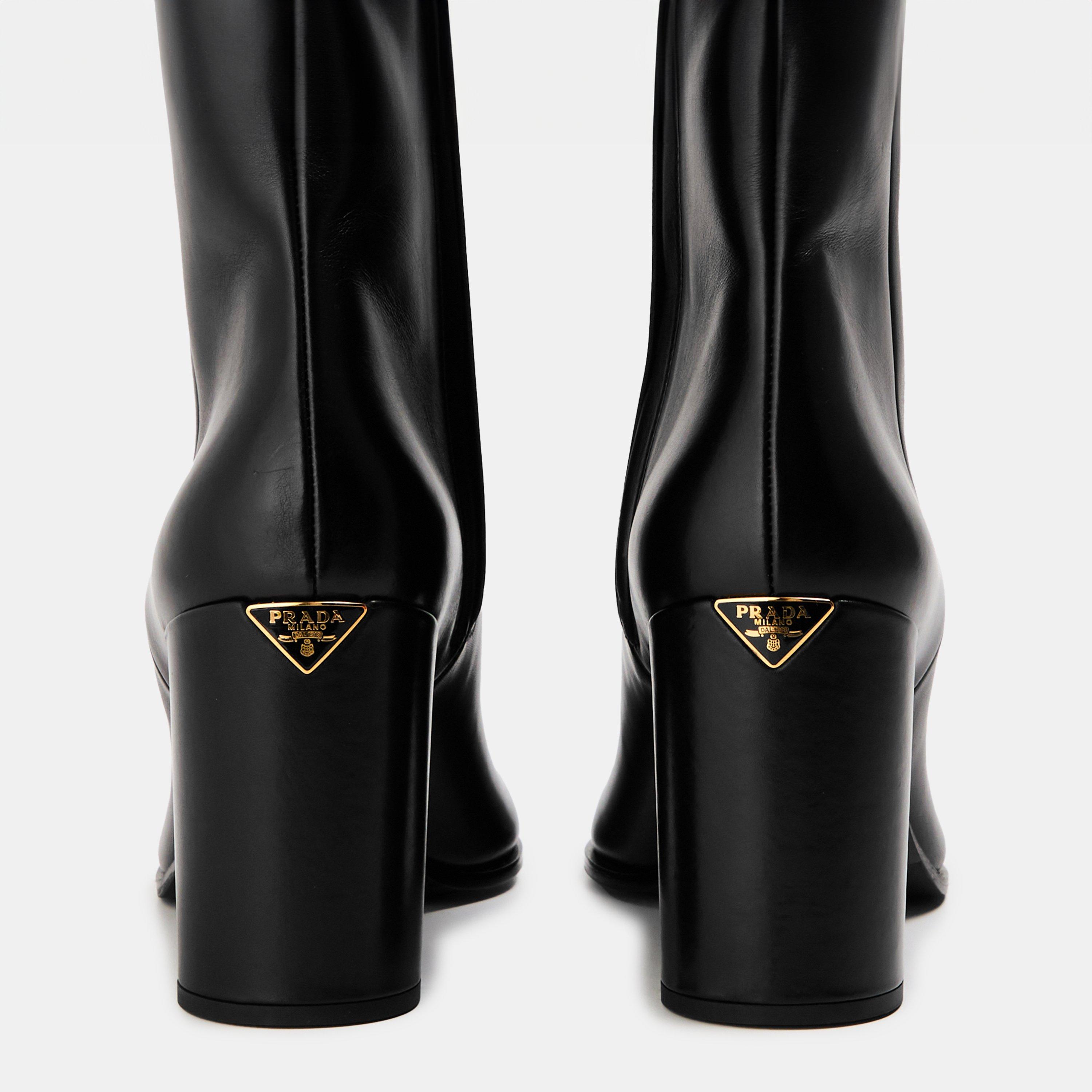 Black Nappa - Prada - Women's Heeled Ankle Boots - 4