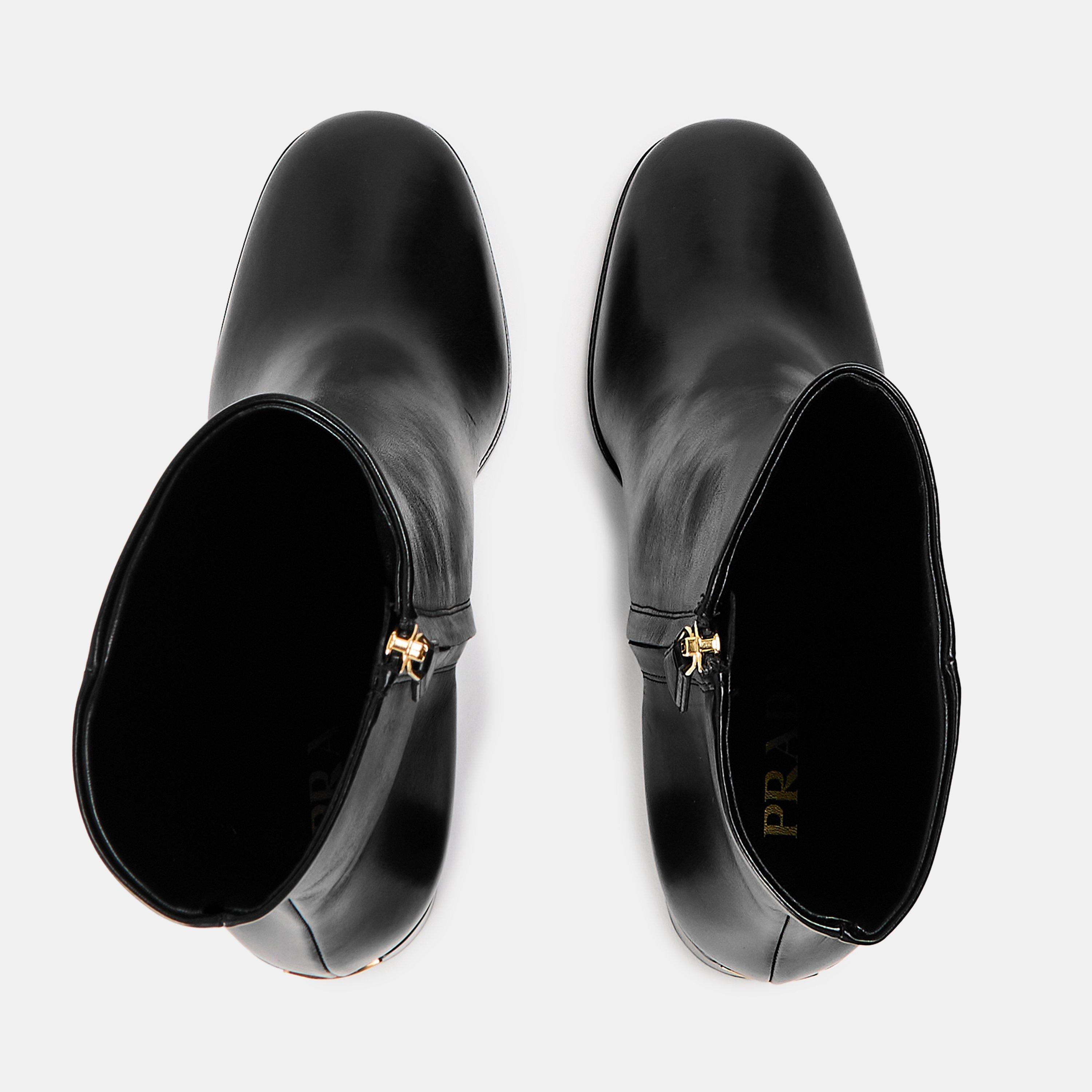 Black Nappa - Prada - Women's Heeled Ankle Boots - 5