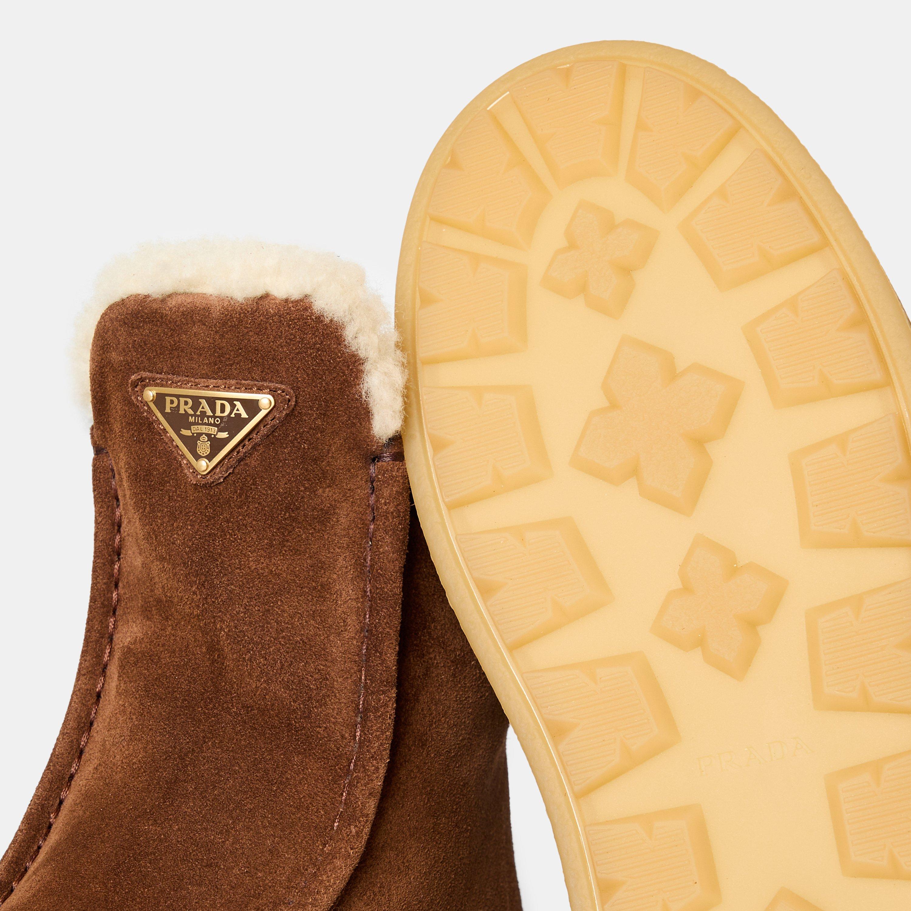 Cacao/Shrling - Prada - Women's Flat Ankle Boots - 4