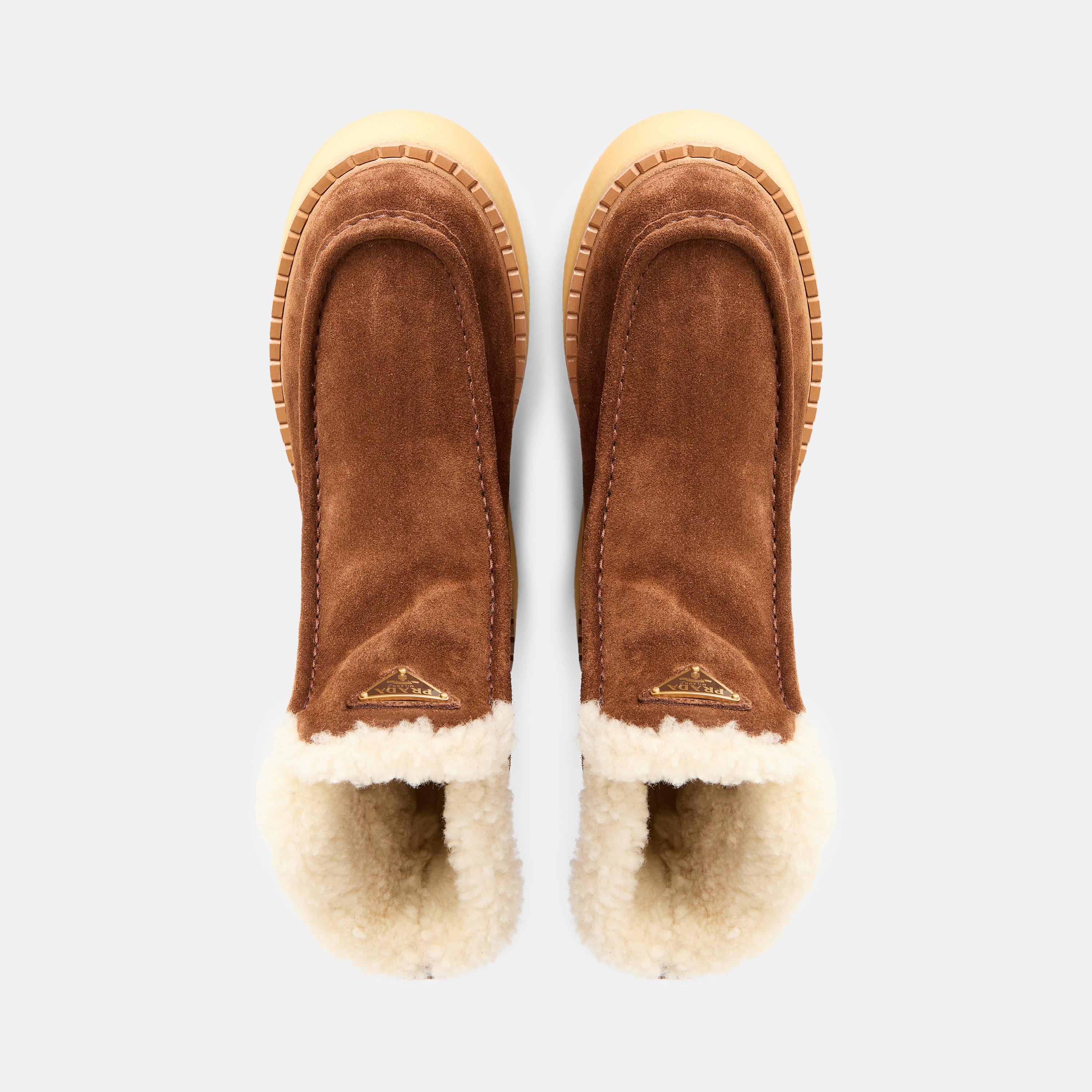 Cacao/Shrling - Prada - Women's Flat Ankle Boots - 5