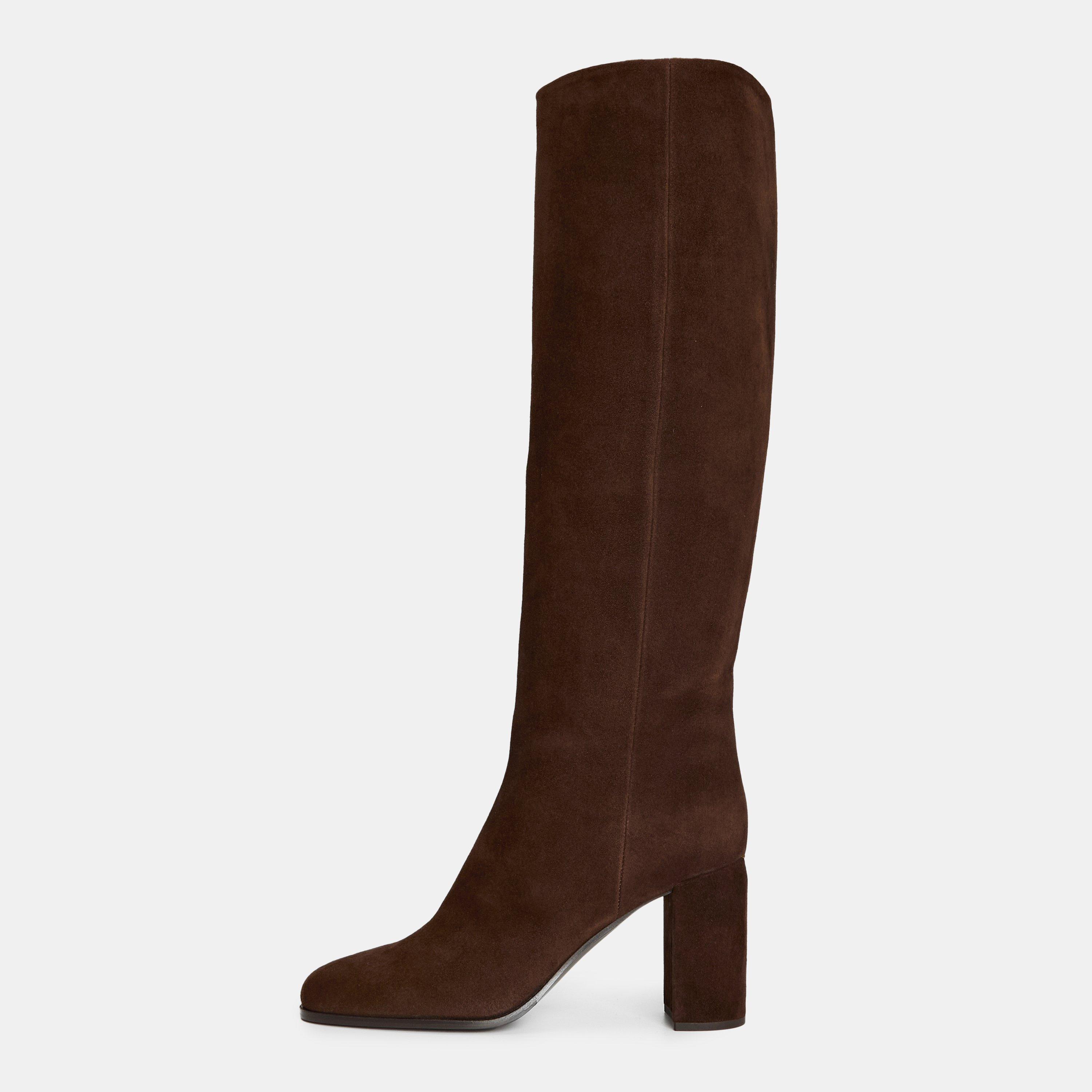 Drk brown Suede - Prada - Women's Knee High Boots - 2