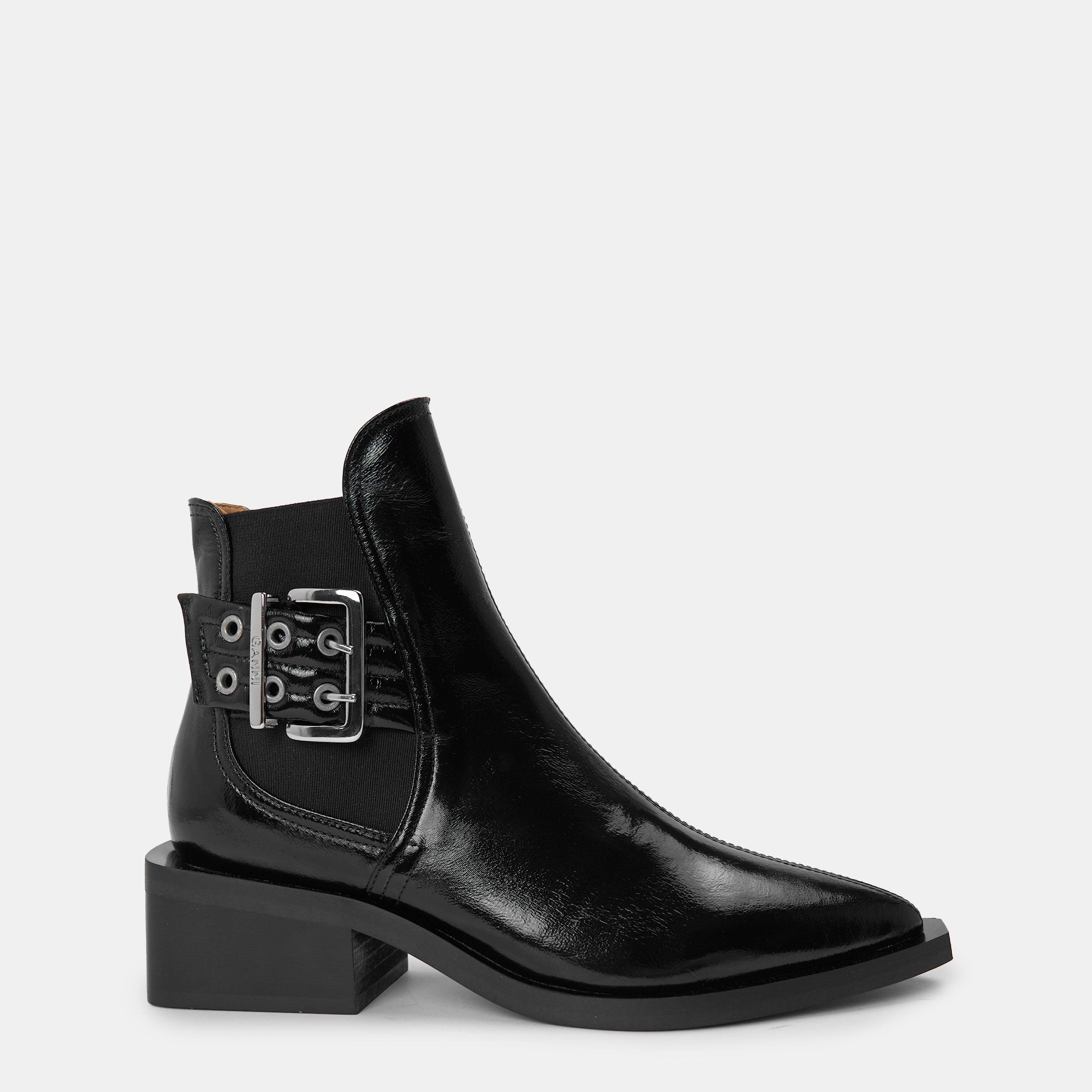 Black - Ganni - Women's Chunky Buckle Chelsea Boots - 1