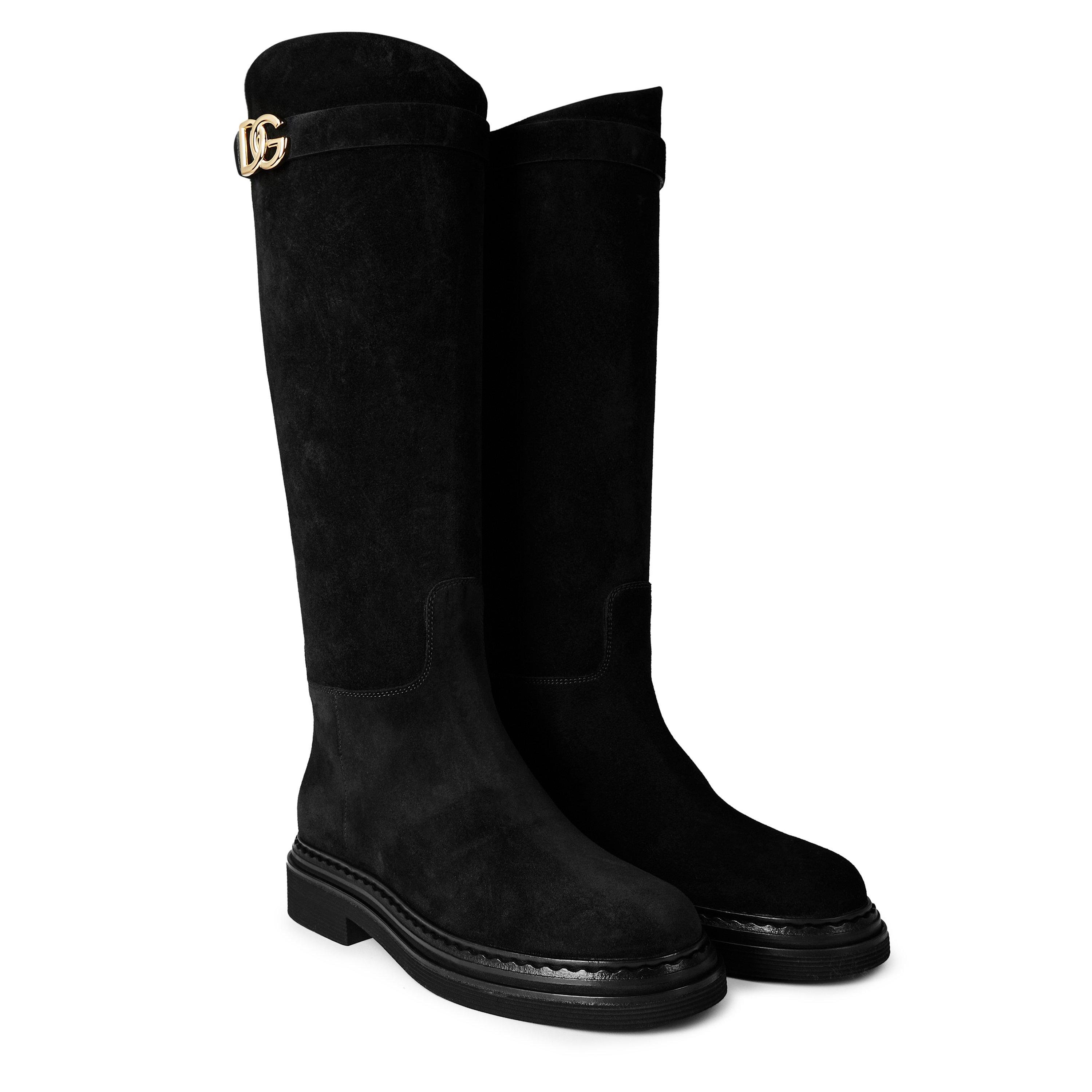 Black - Dolce and Gabbana - Women's Flat Knee High Boots - 3