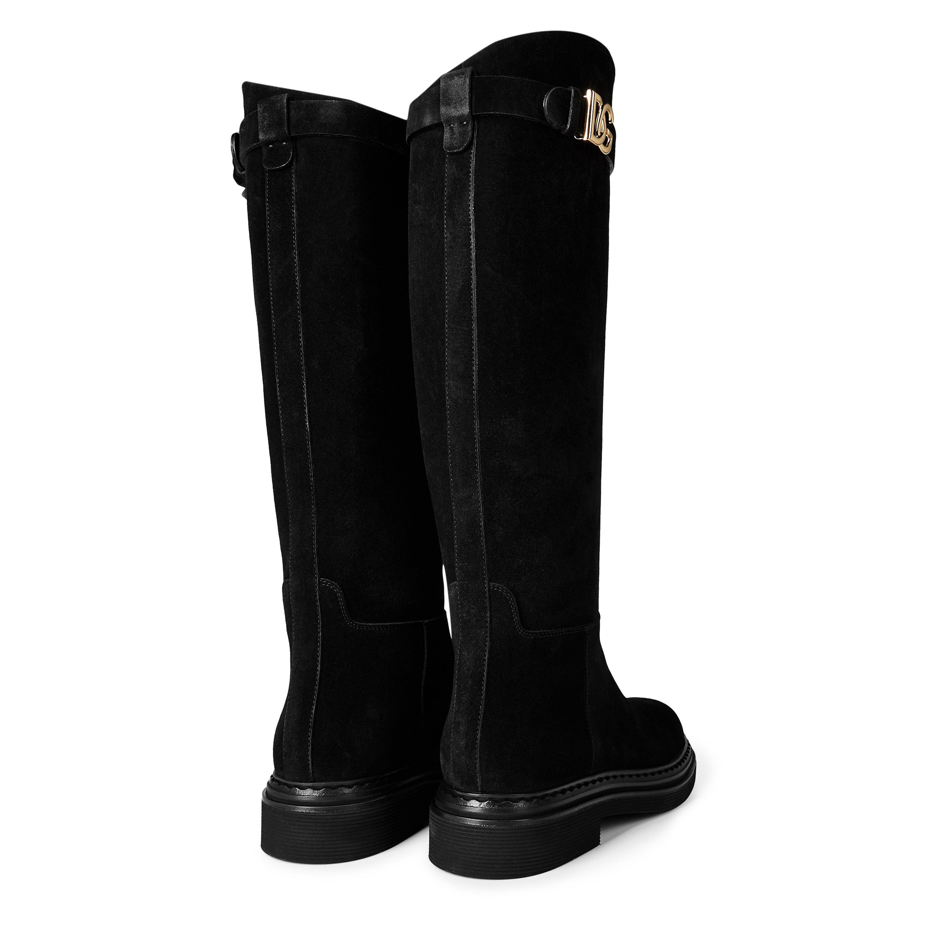 Black - Dolce and Gabbana - Women's Flat Knee High Boots - 4