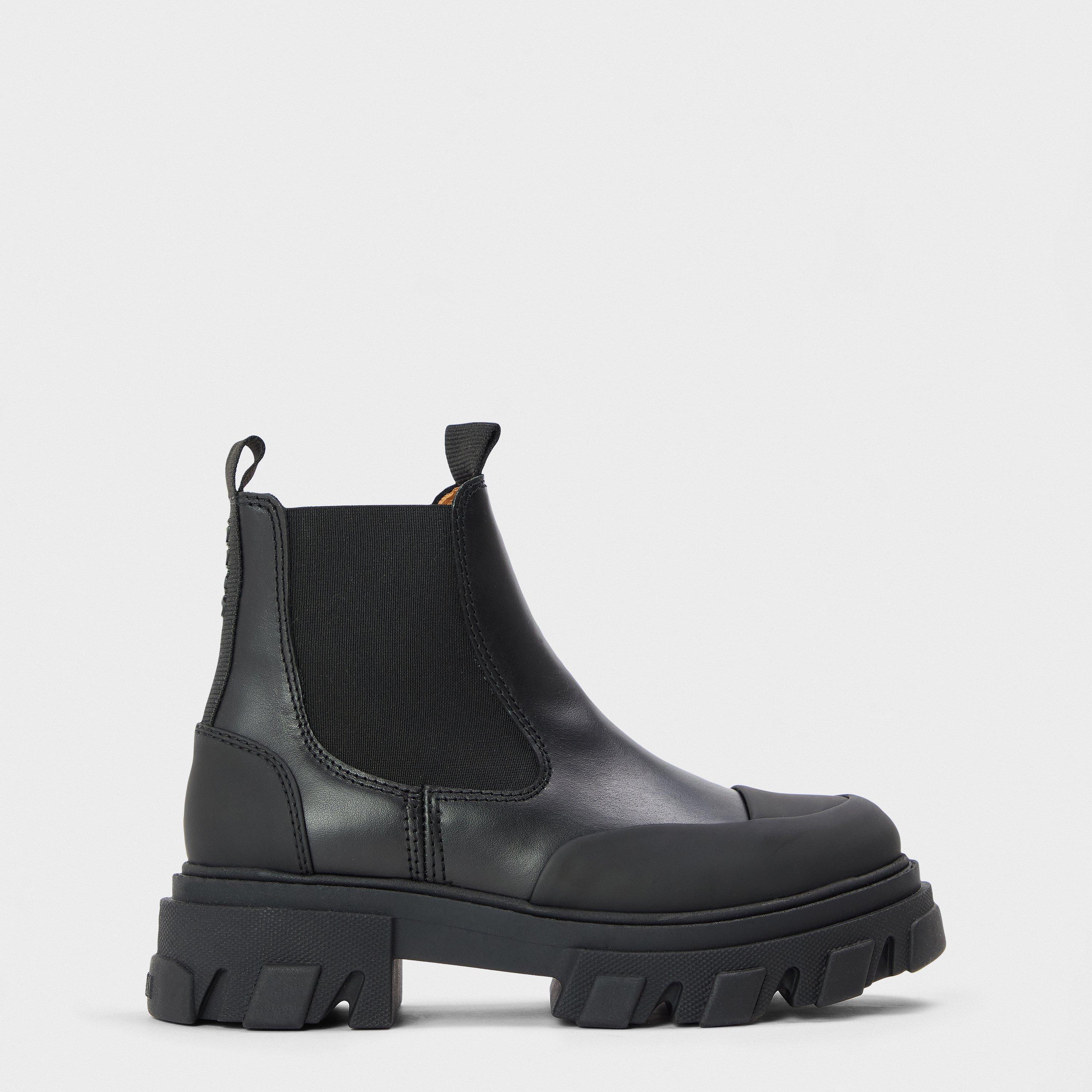 Black - Ganni - Women's Leather Chelsea Boots - 1