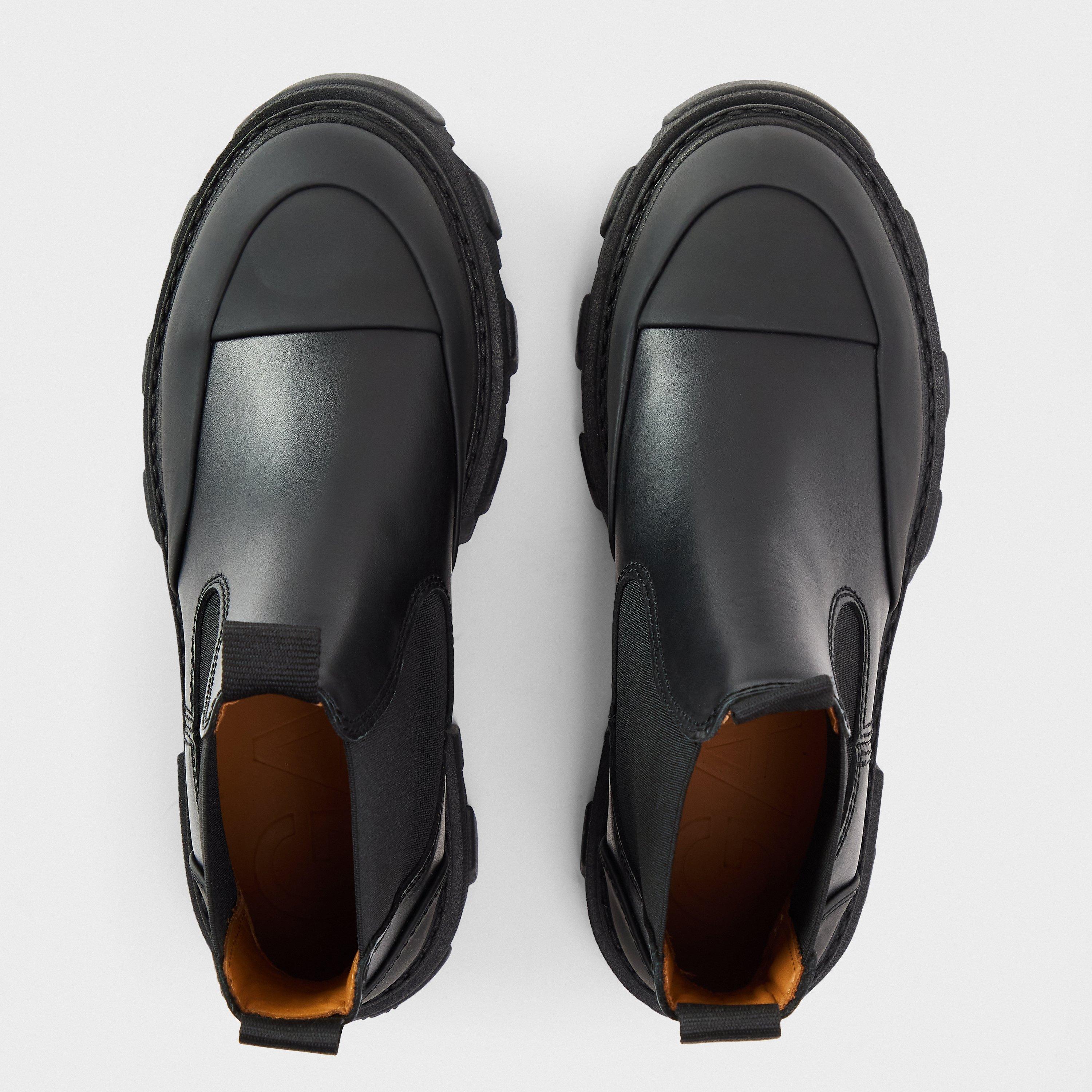 Black - Ganni - Women's Leather Chelsea Boots - 4