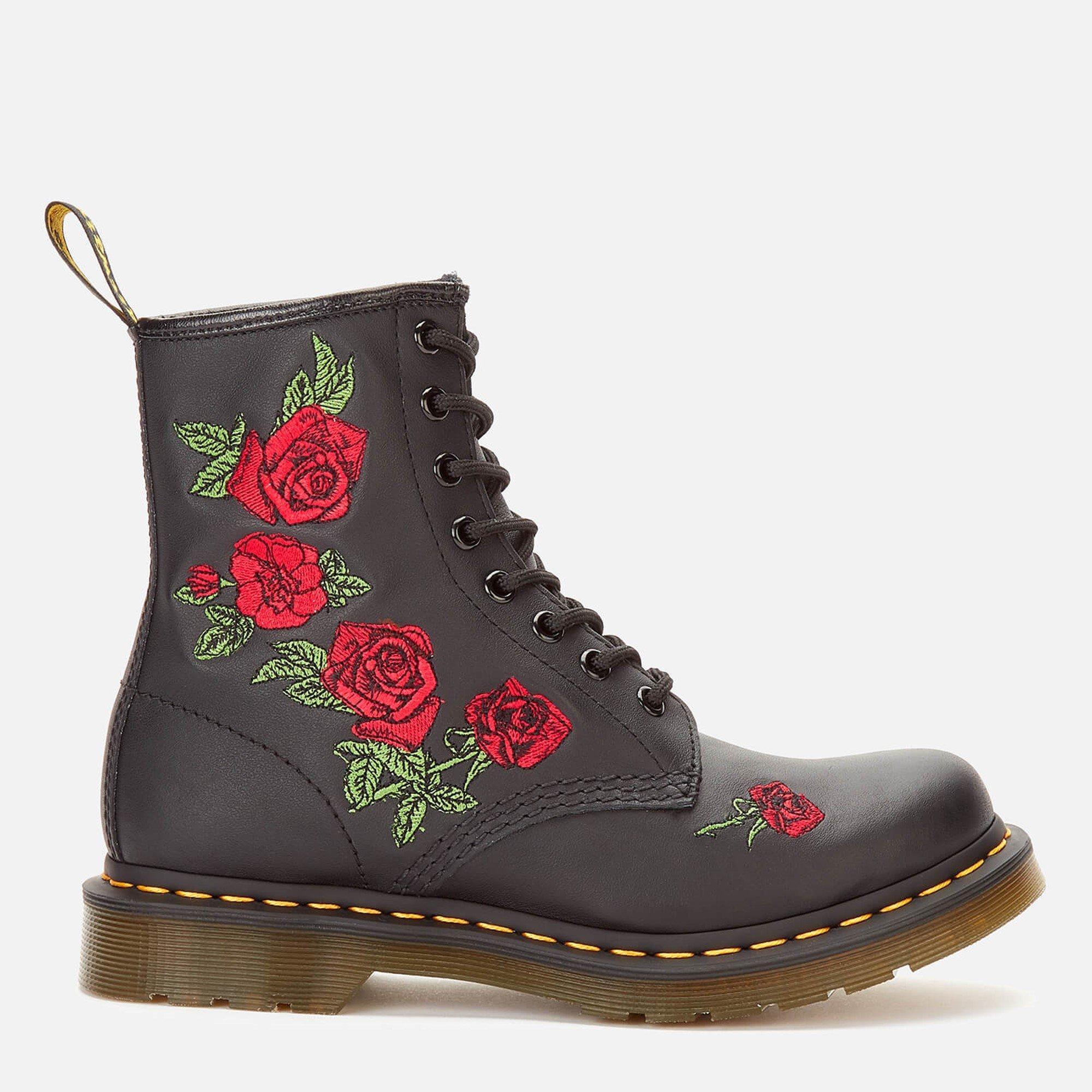 Black - Dr Martens - 1460 Vonda Floral Rose Boot - 1