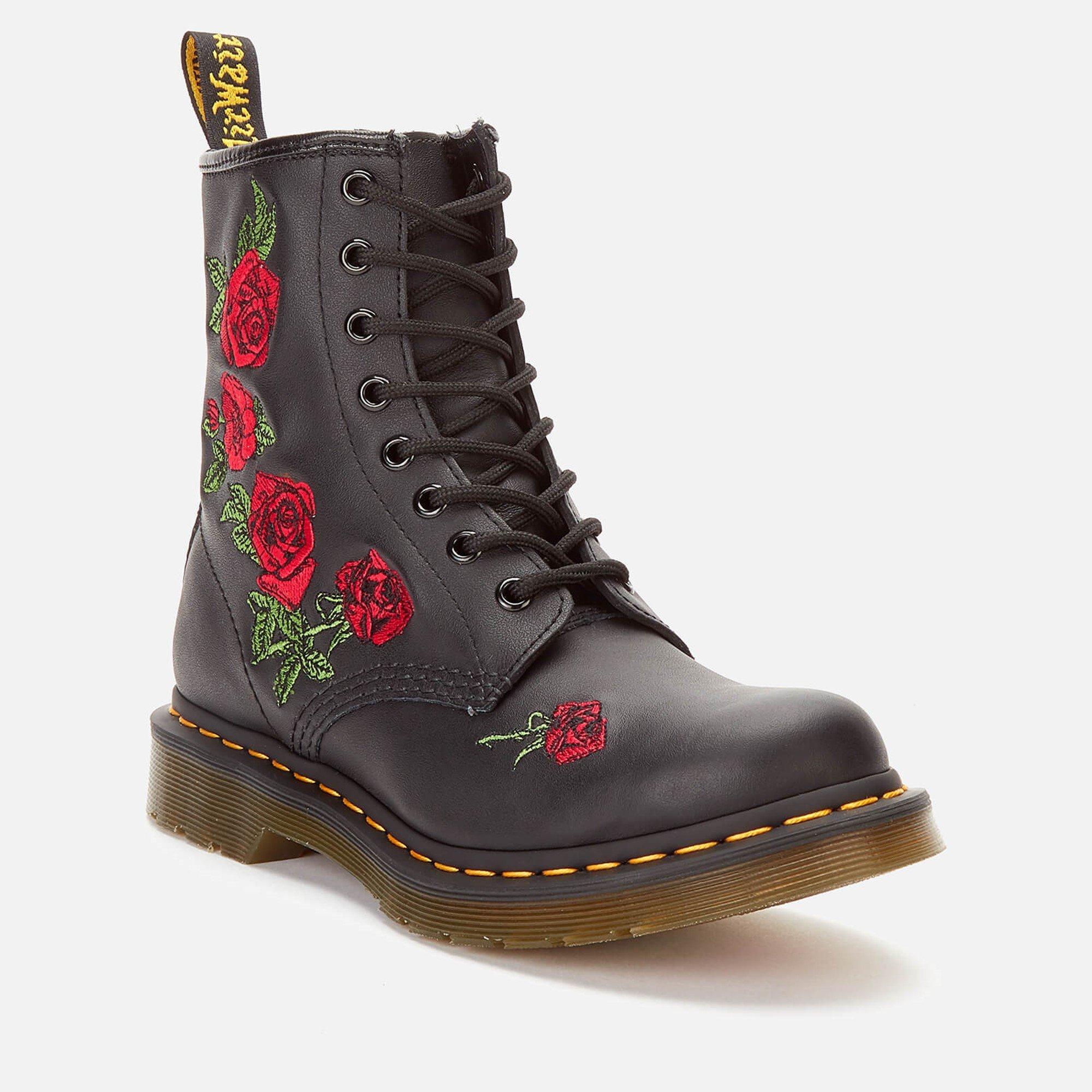 Black - Dr Martens - 1460 Vonda Floral Rose Boot - 2