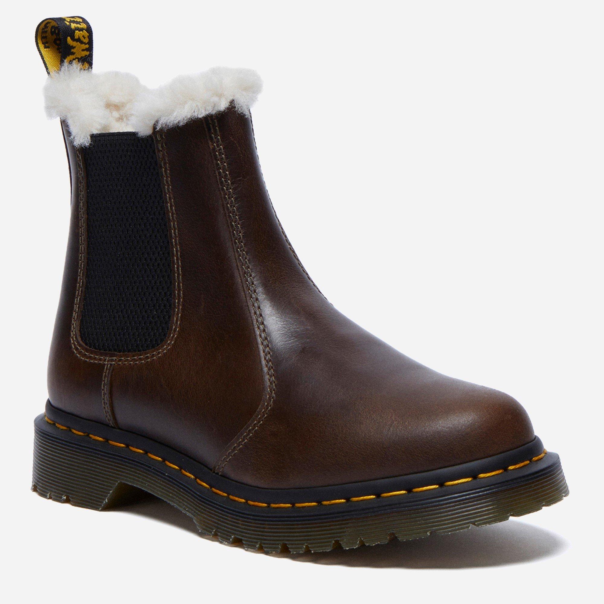 Dark Khaki - Dr Martens - Leonore Fur Lined Chelsea - 1