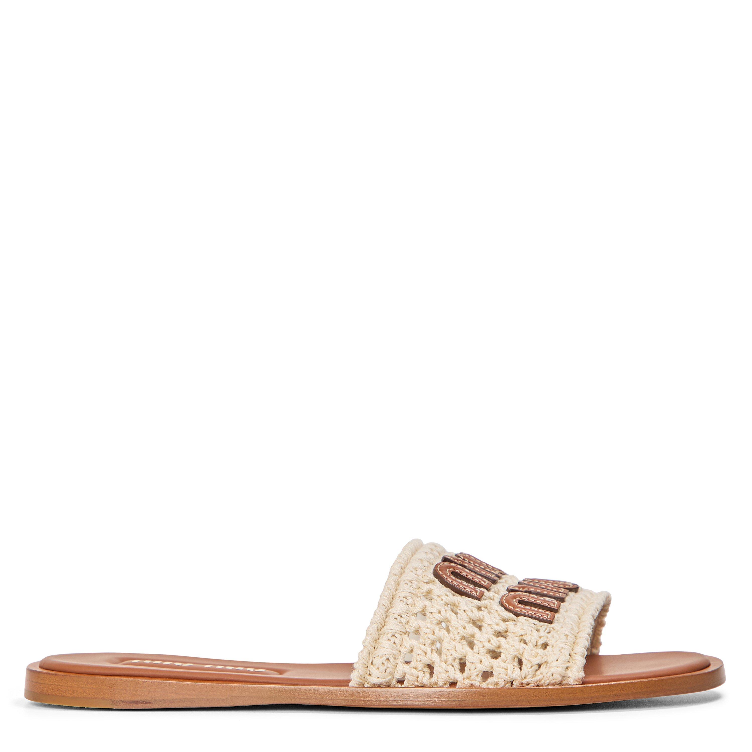 Miu Miu Raffia-Effect Logo Slides