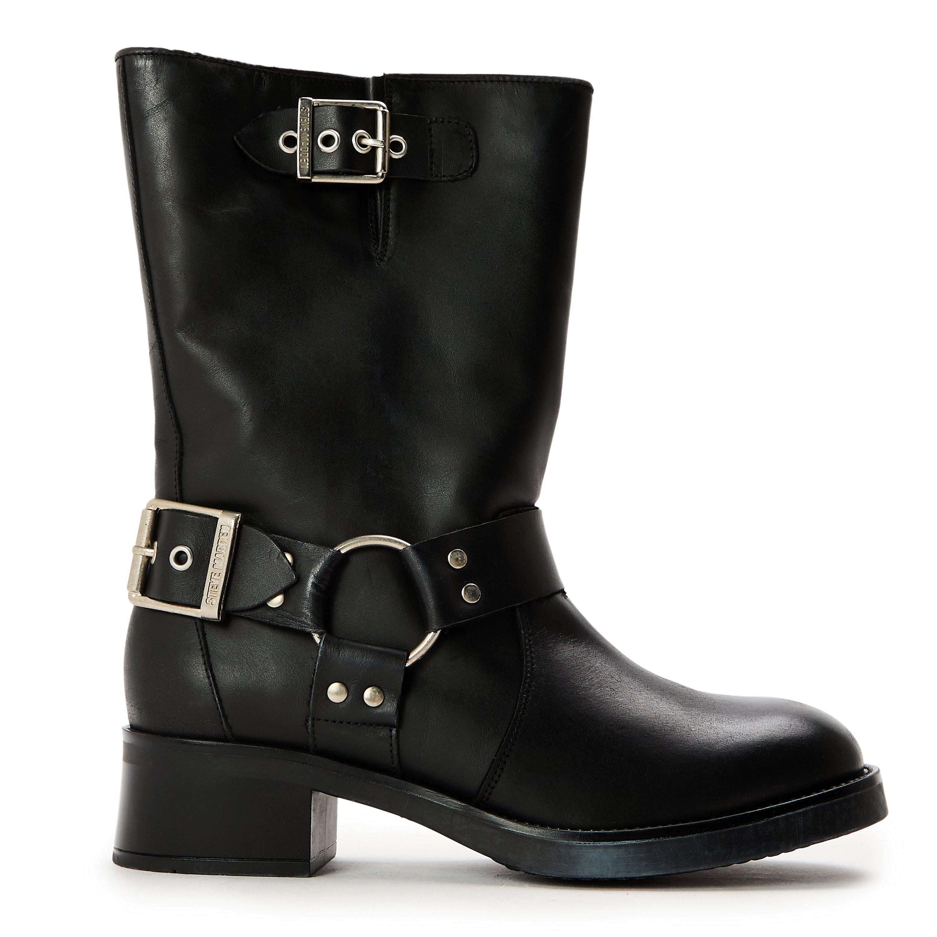 Black Lthr - Steve Madden - Women's Blessing Ankle Heeled Boots - 1