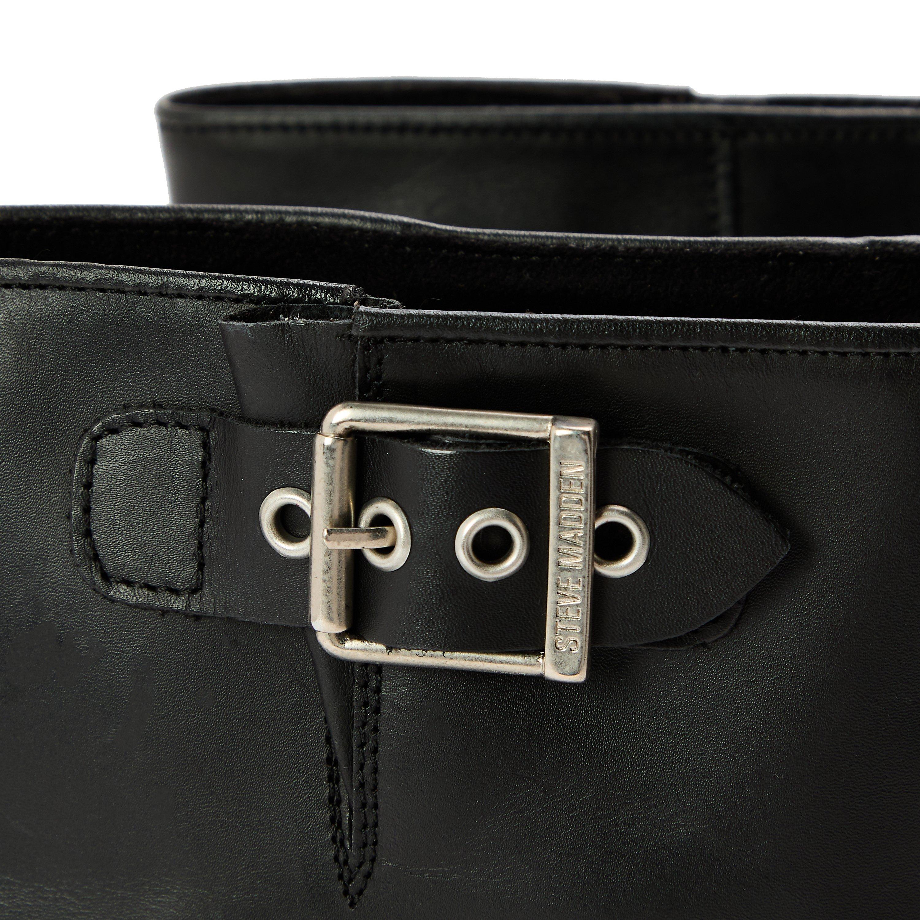 Black Lthr - Steve Madden - Women's Blessing Ankle Heeled Boots - 3