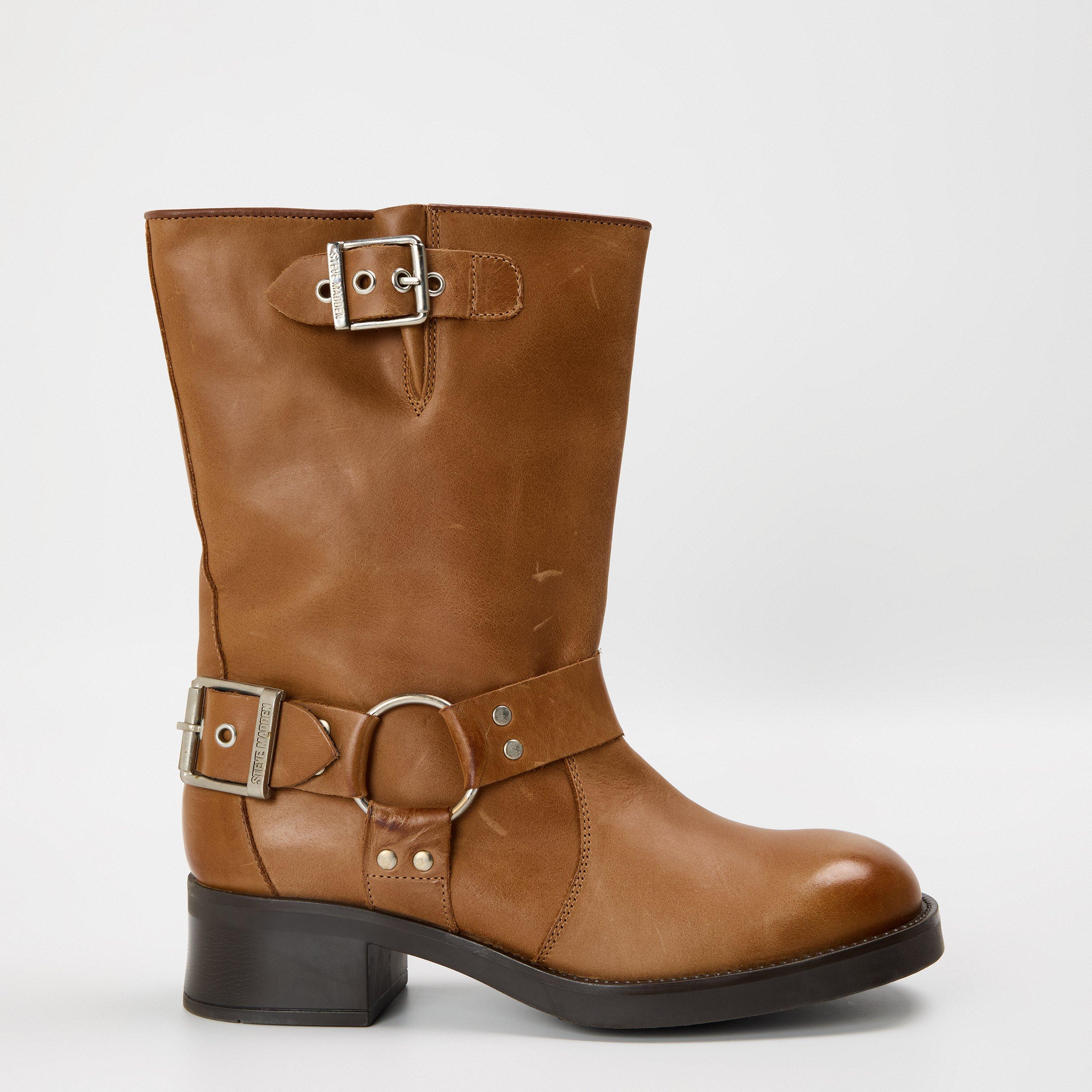 Steve Madden Women's Blessing Ankle Heeled Boots - Tan Lthr - 4 (37)