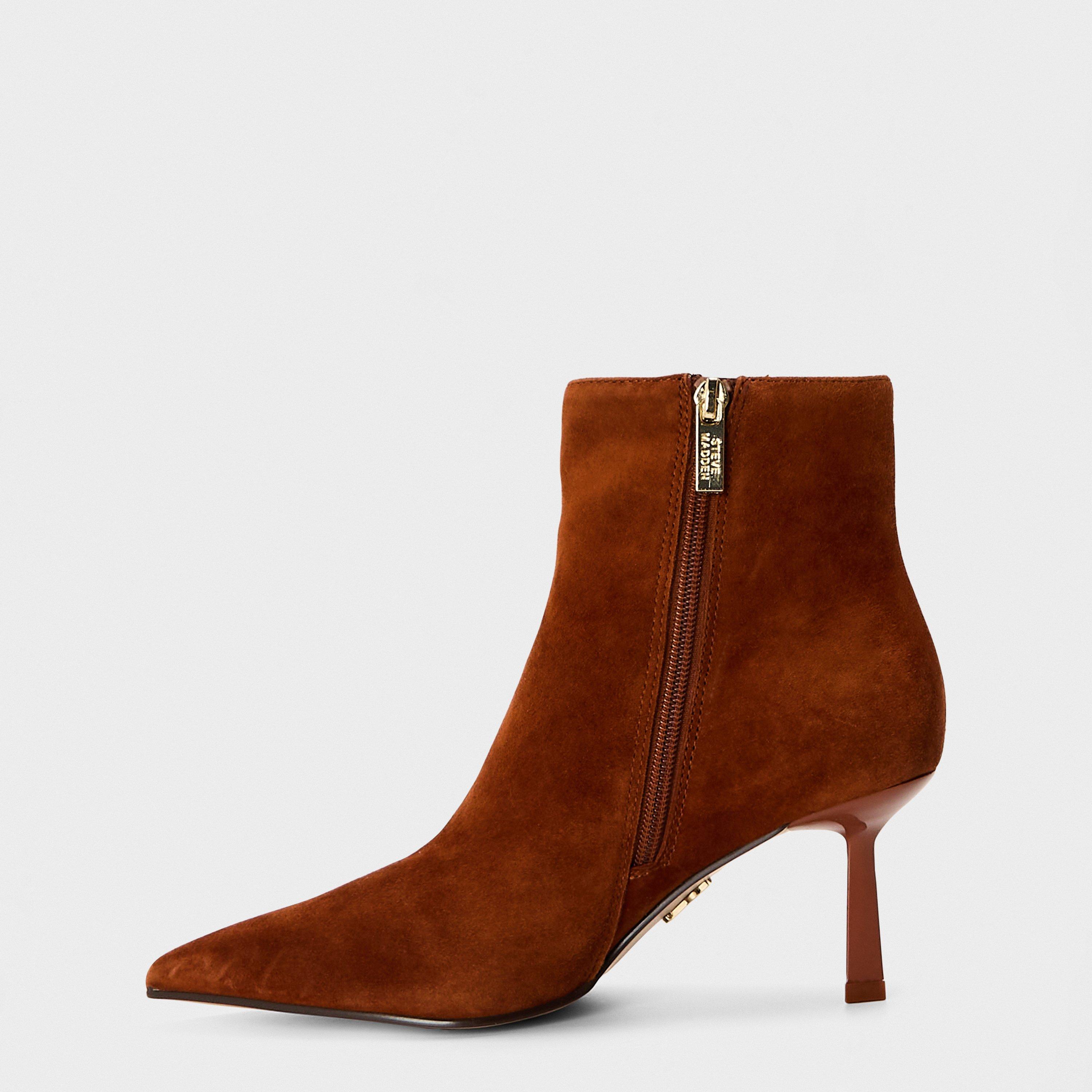 Cognac Suede - Steve Madden - Women's Sabine Ankle Heeled Boots - 2
