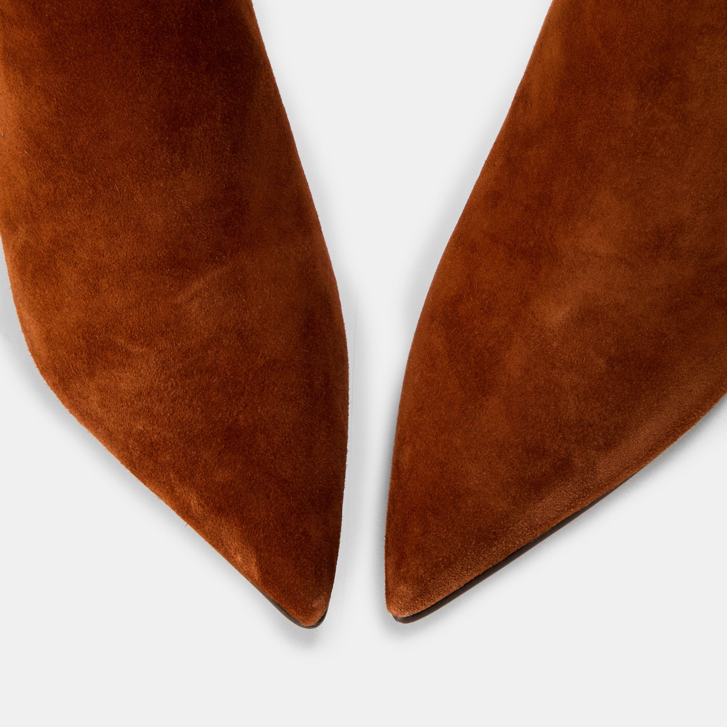 Cognac Suede - Steve Madden - Women's Sabine Ankle Heeled Boots - 3