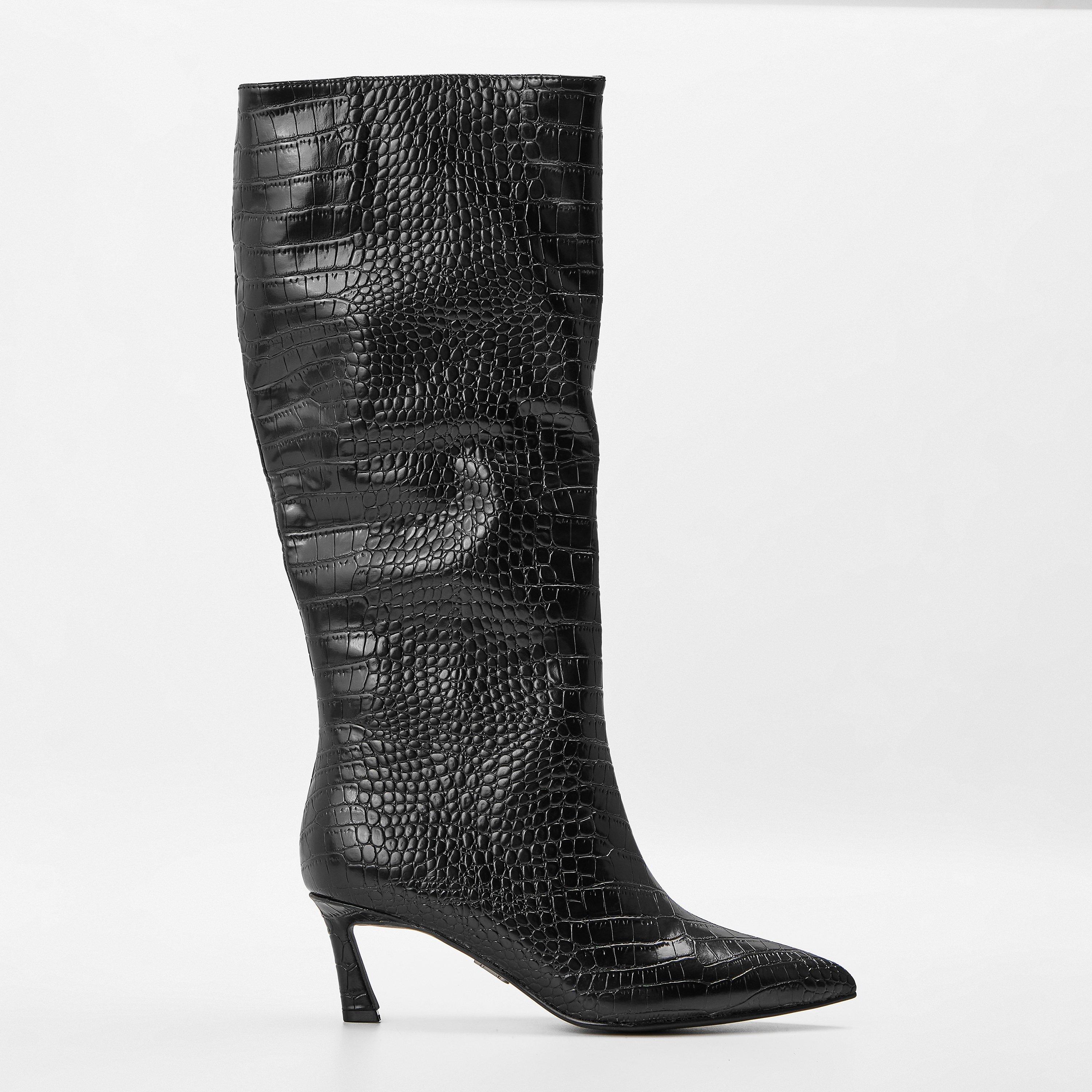 Steve Madden Women's Lavan Ankle Heeled Boots - Black Croco - 3 (36)