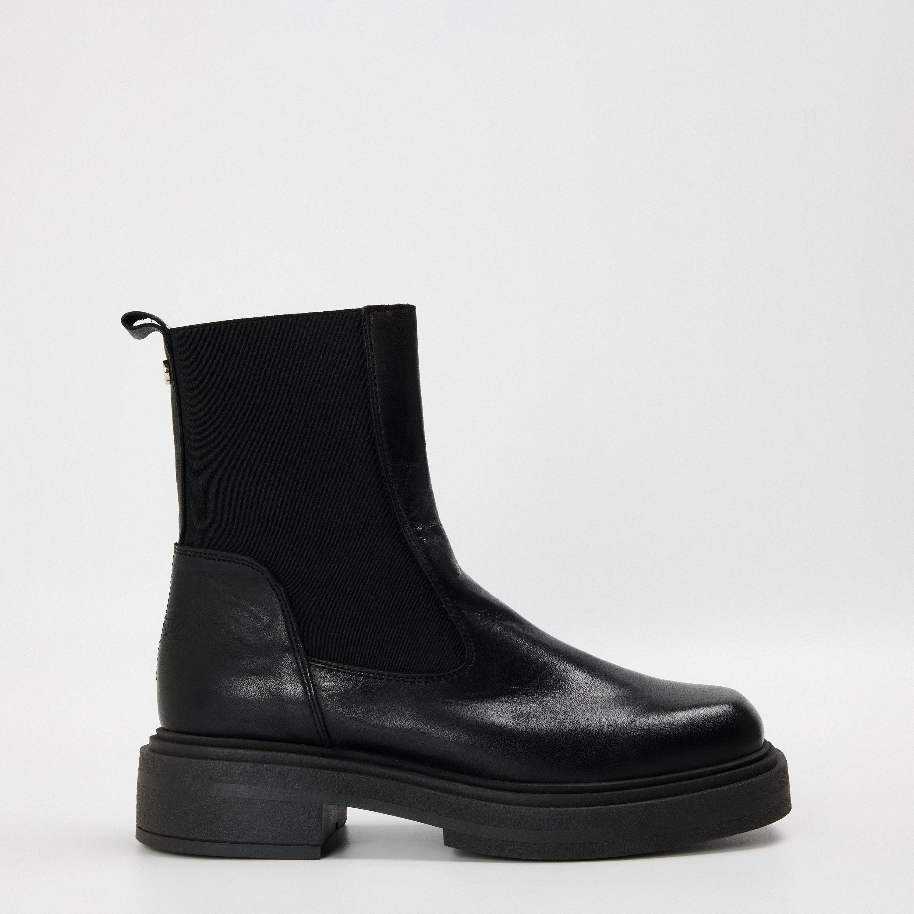 Black Lthr - Steve Madden - Women's Churro Ankle Heeled Boots - 1