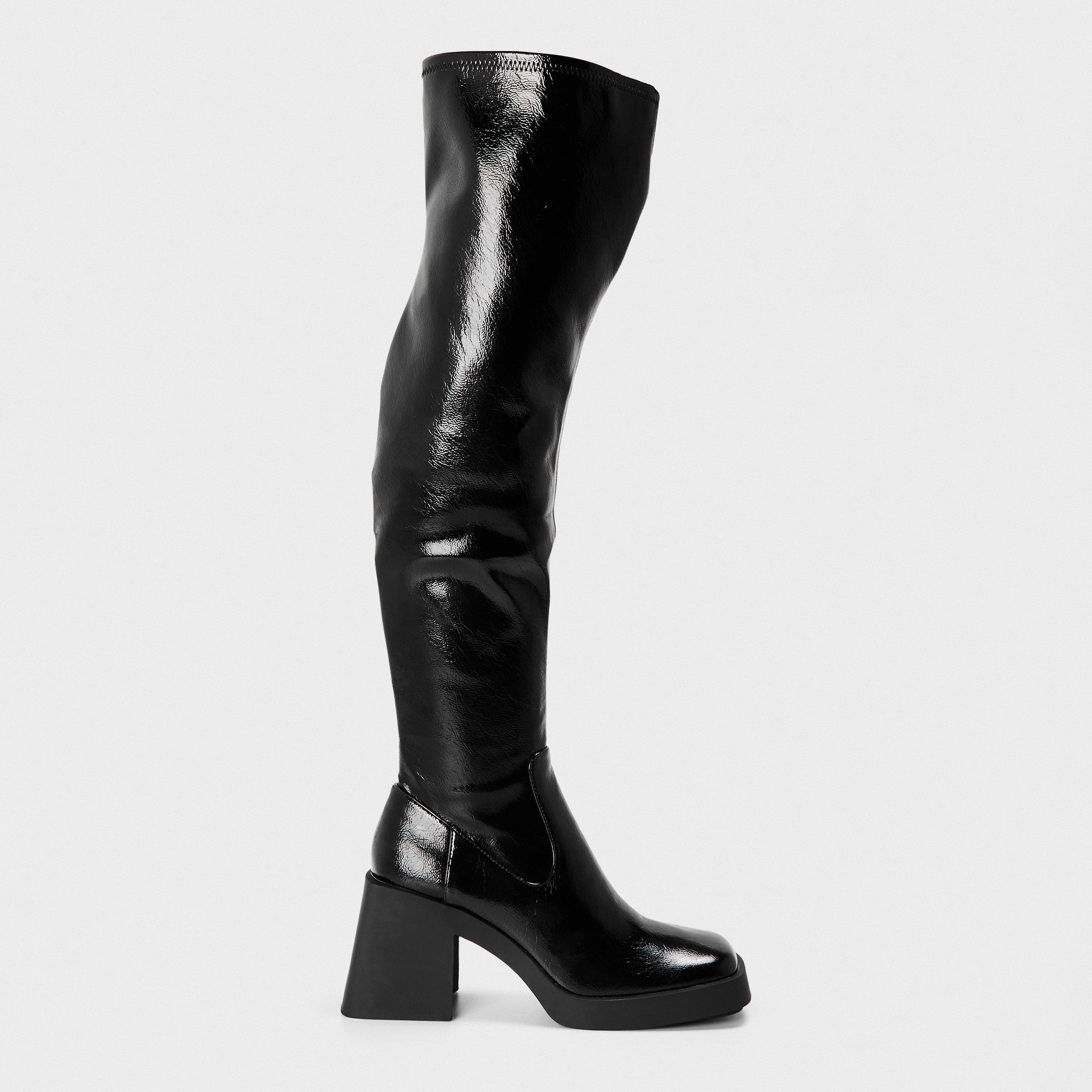 Steve Madden Women's Kolby Knee High Boots - Black Patent - 7 (40)