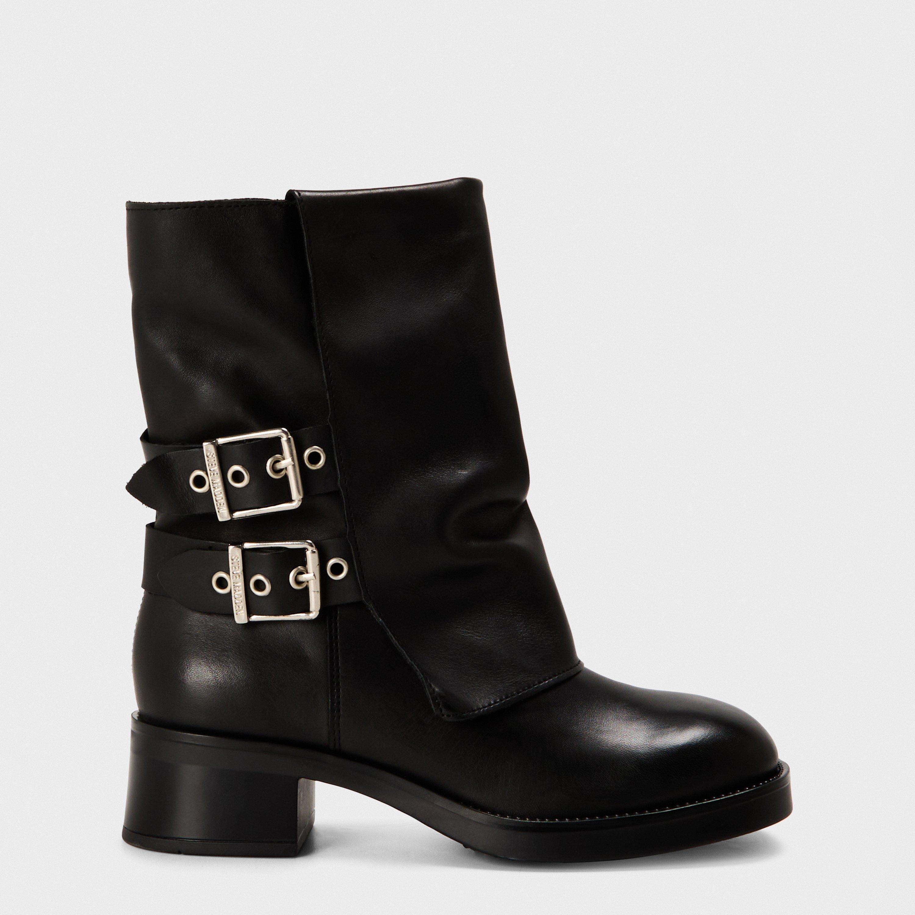 Steve Madden Women's Bonfire Ankle Heeled Boots - Black Lthr - 8 (41)