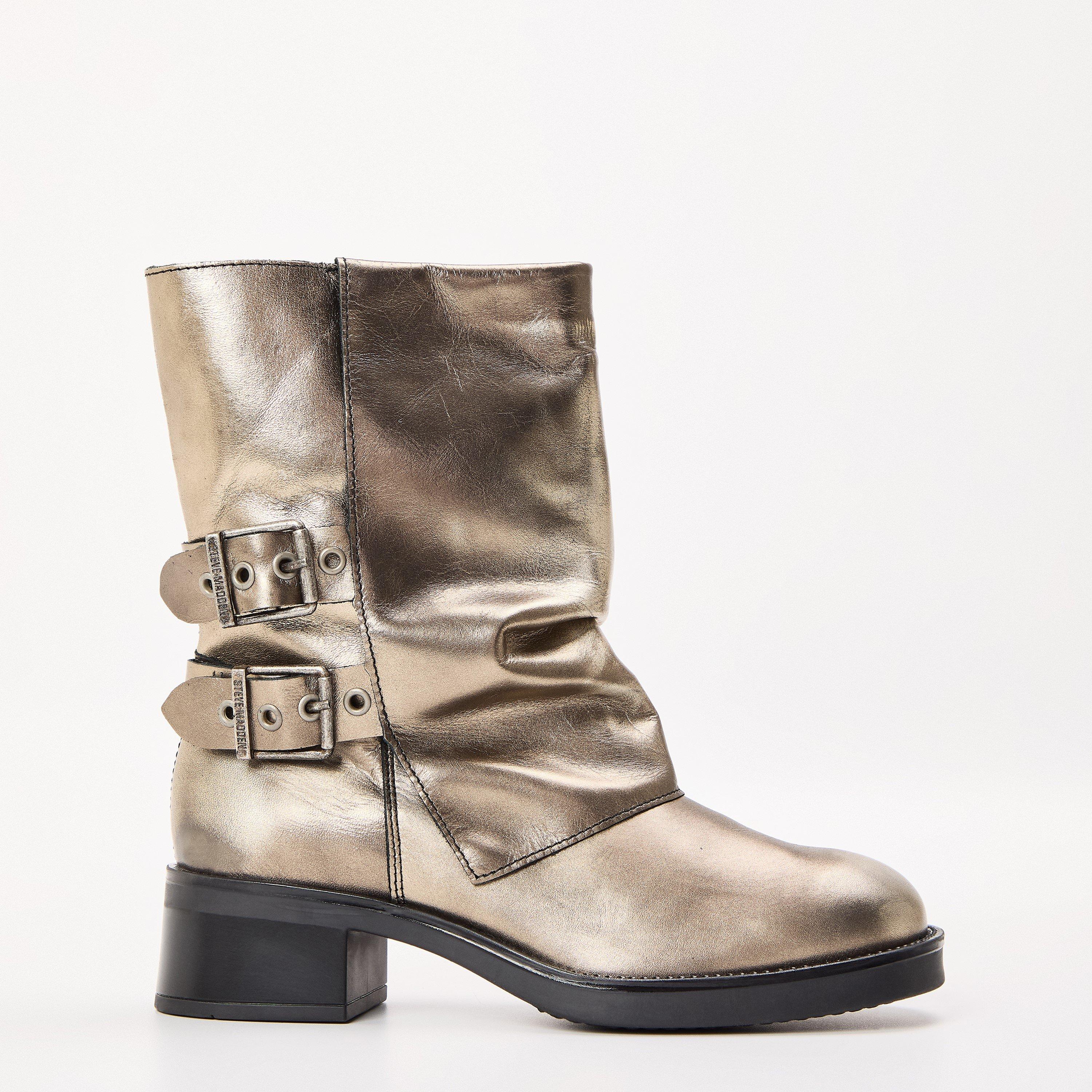 Steve Madden Women's Bonfire Ankle Heeled Boots - Gold Lthr - 8 (41)