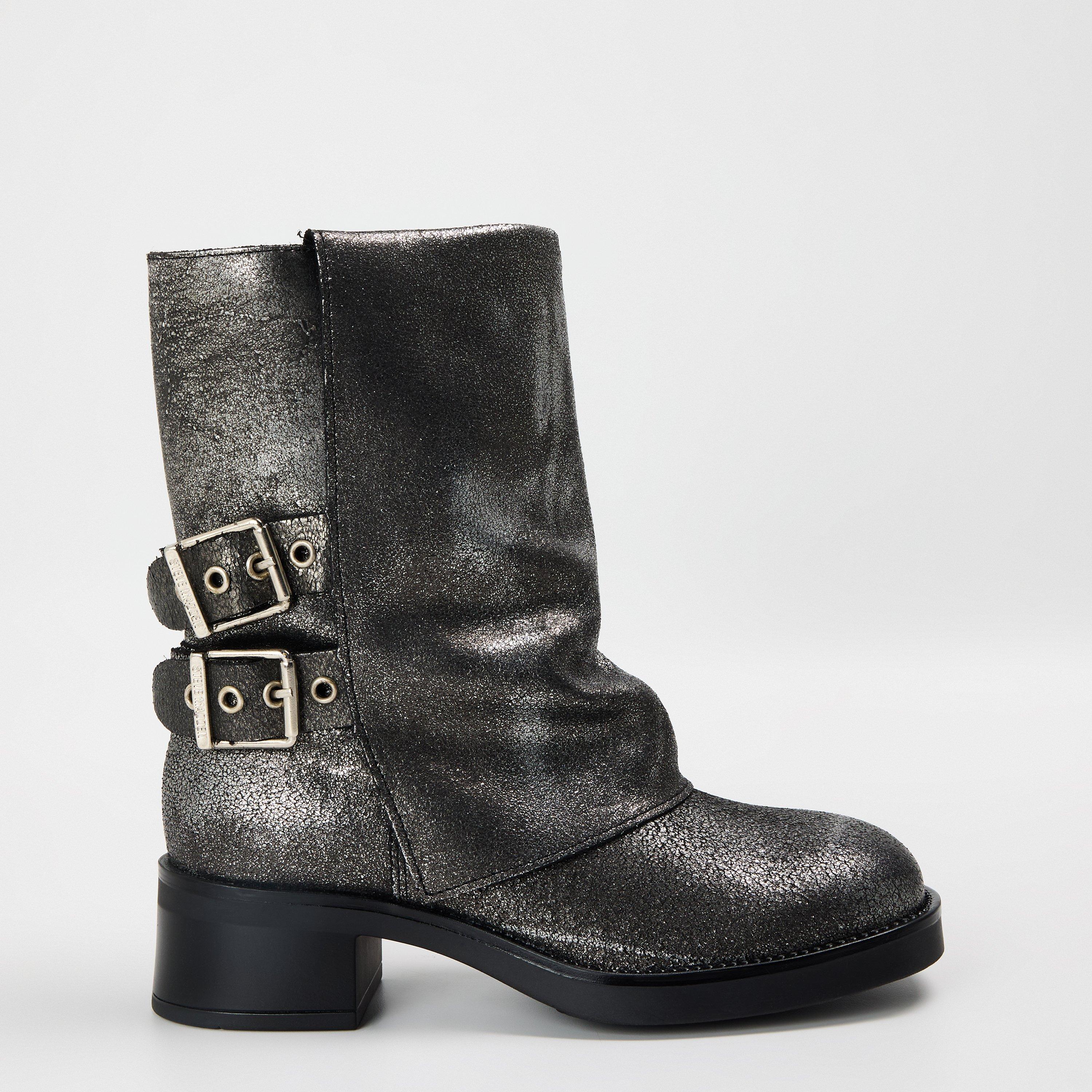Steve Madden Women's Bonfire Ankle Heeled Boots - Silver Lthr - 8 (41)