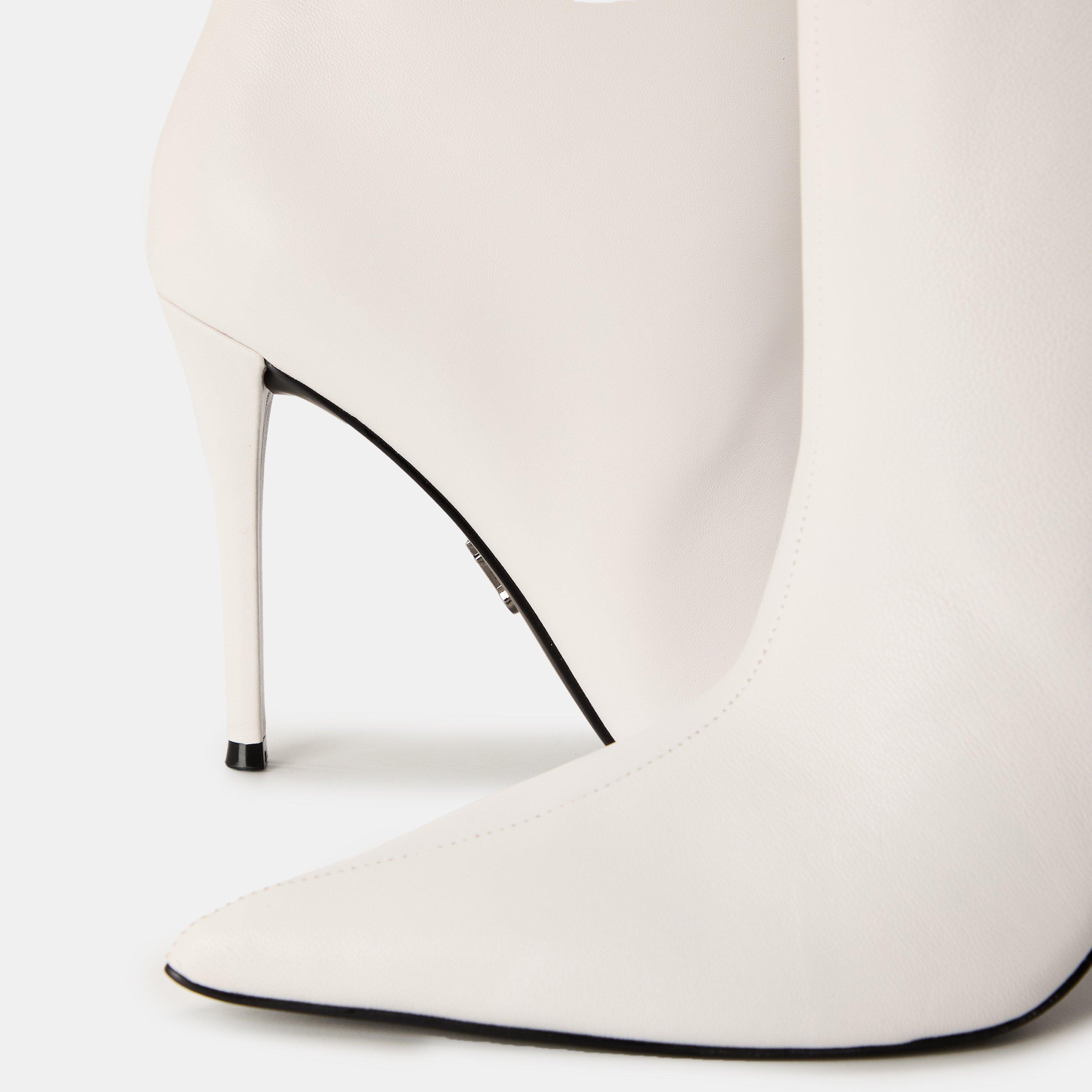 White Lthr - Steve Madden - Women's Sentinel Ankle Heeled Boots - 3