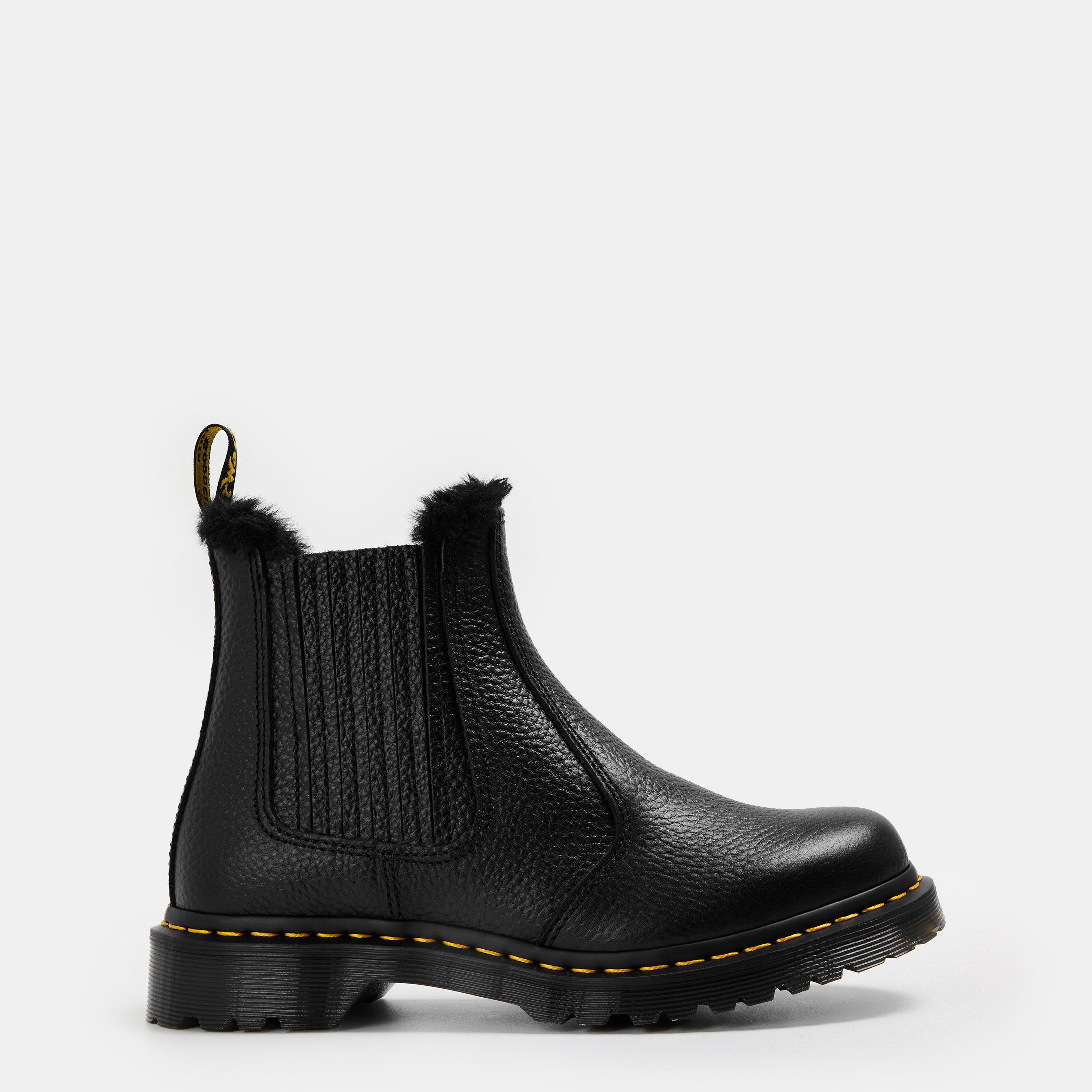 Black Nappa - Dr Martens - 2976 Leonore II Faux Fur Lined Chelsea Boots - 1