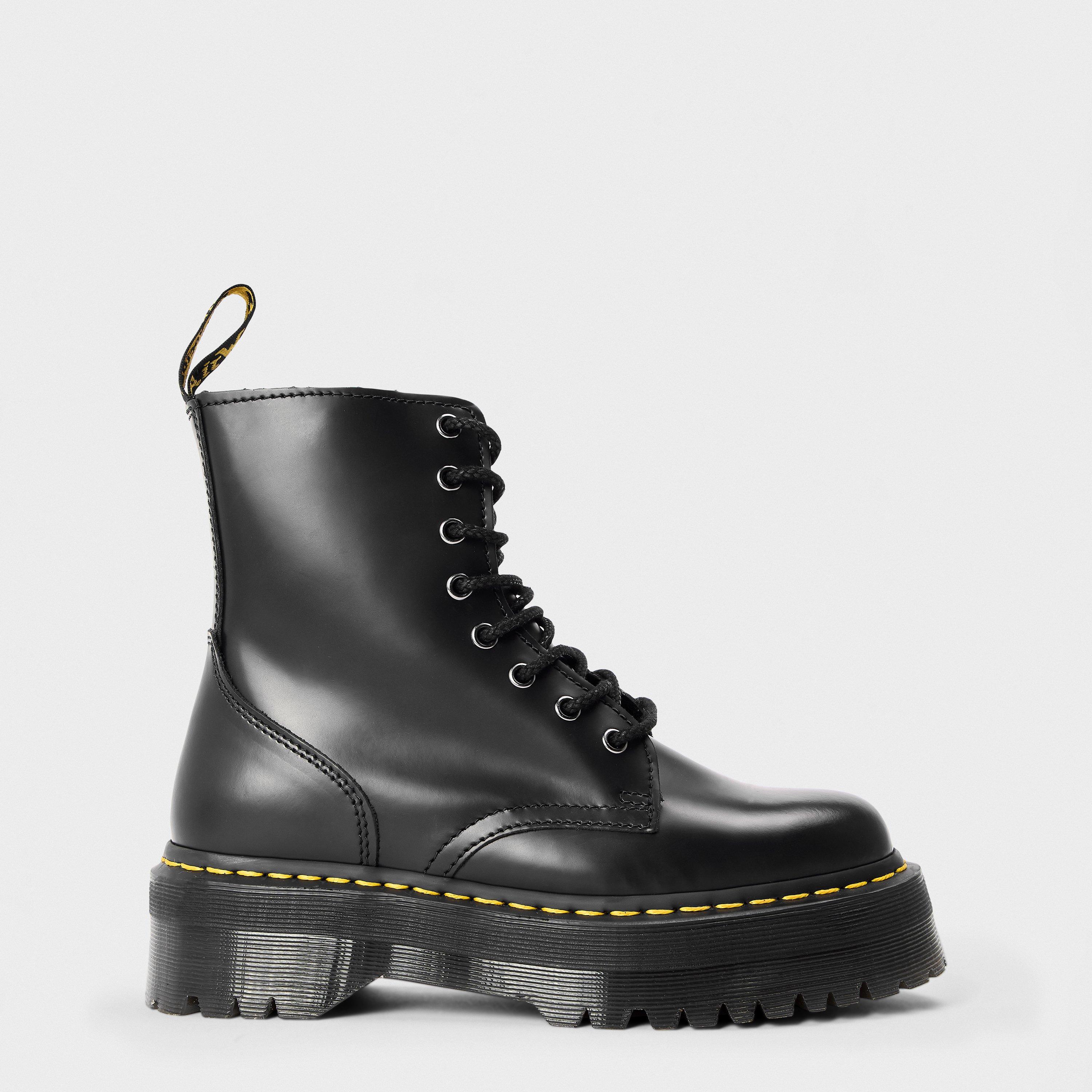 Black Polished - Dr Martens - Women's Jadon Smooth Flat Ankle Boots - 1