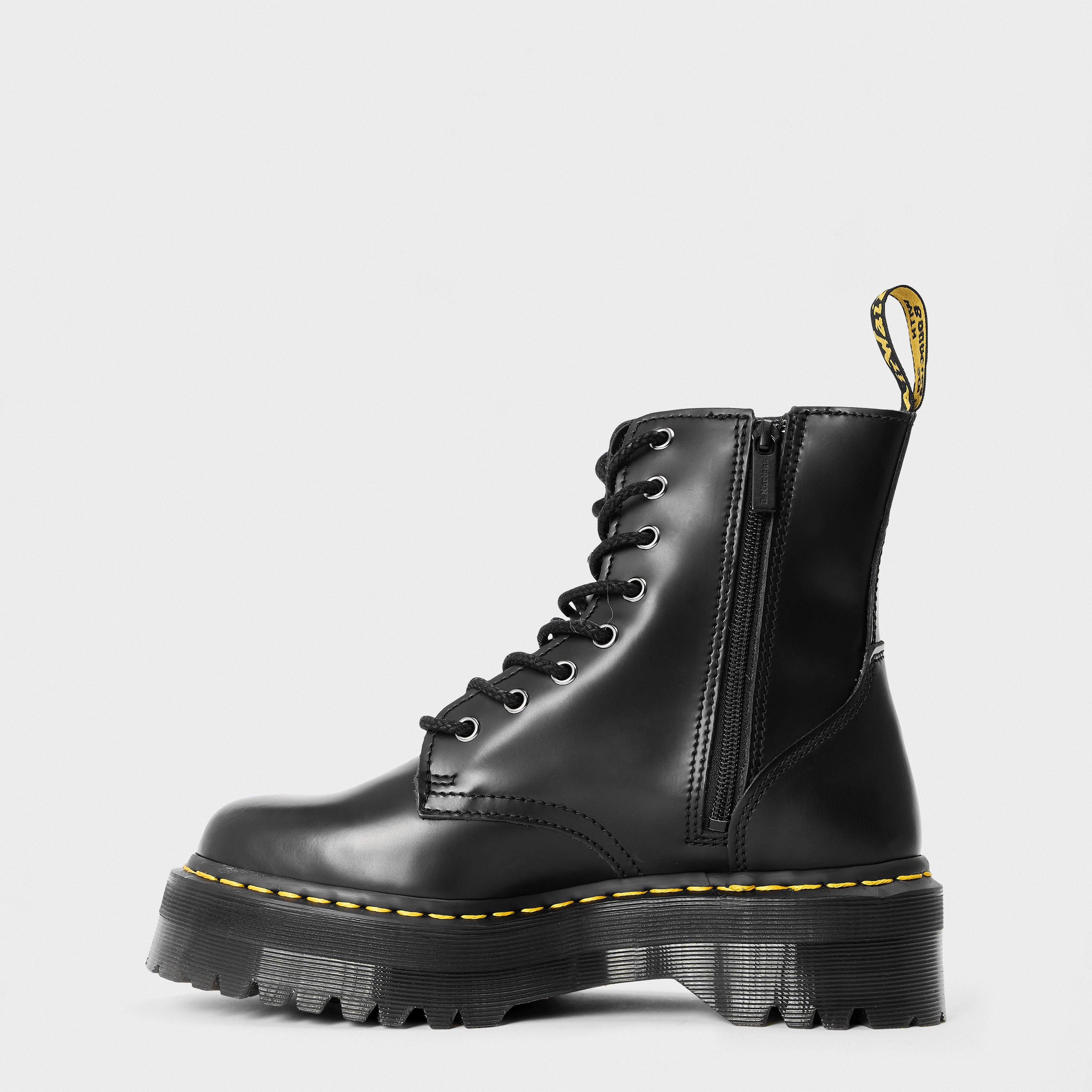 Black Polished - Dr Martens - Women's Jadon Smooth Flat Ankle Boots - 2