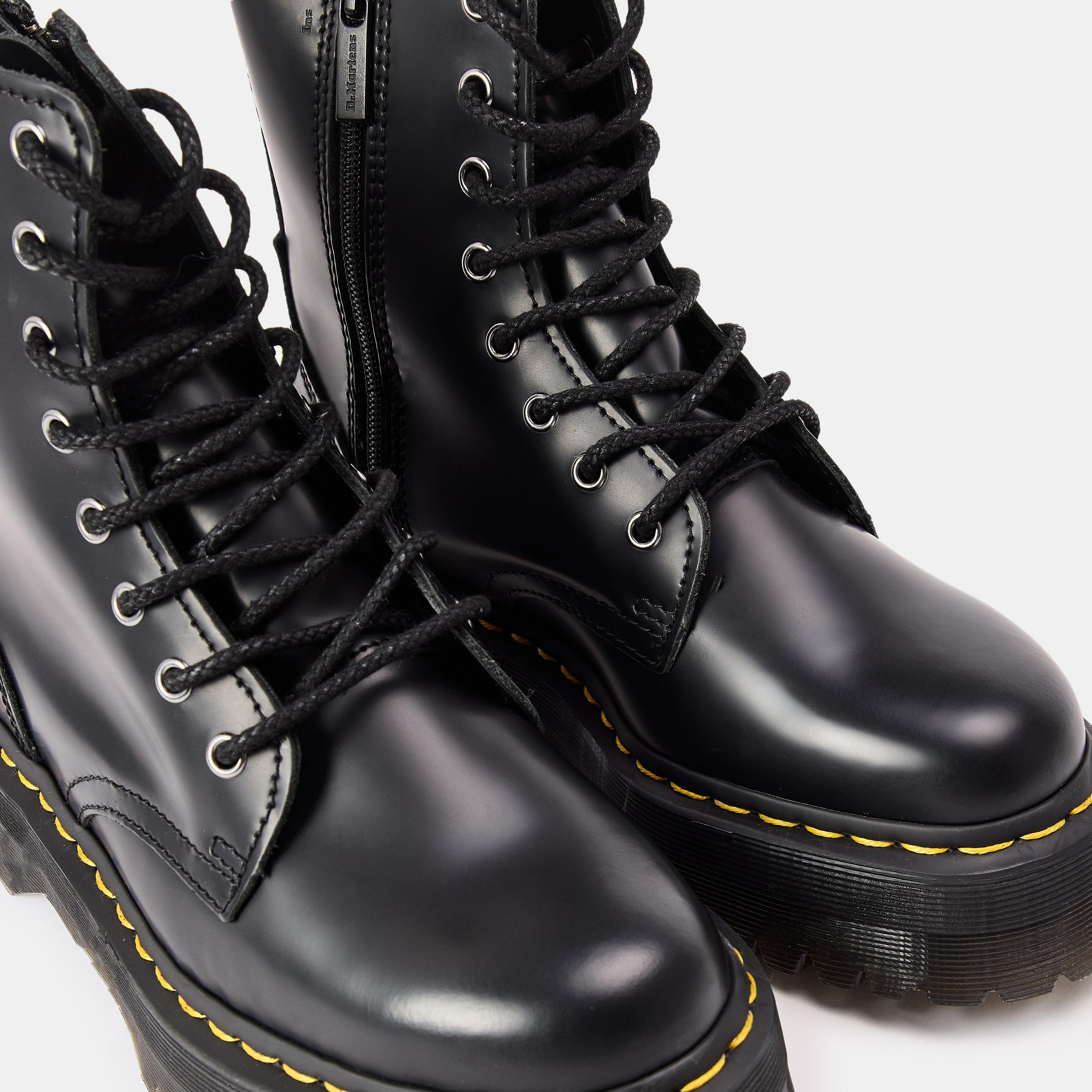Black Polished - Dr Martens - Women's Jadon Smooth Flat Ankle Boots - 4