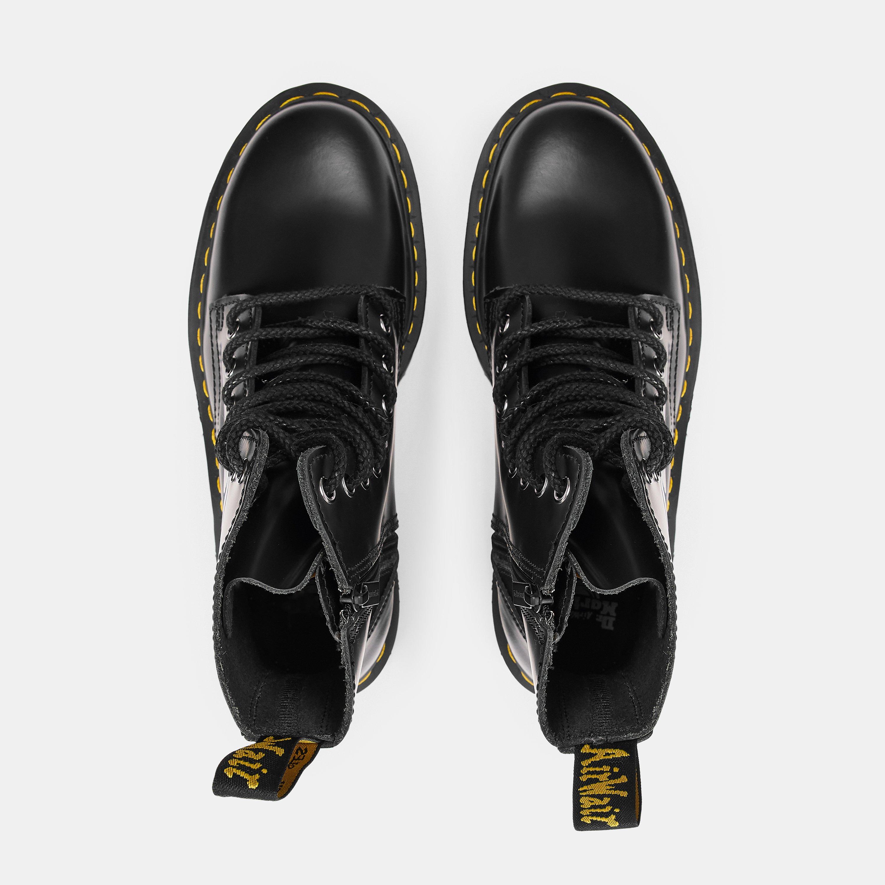 Black Polished - Dr Martens - Women's Jadon Smooth Flat Ankle Boots - 5