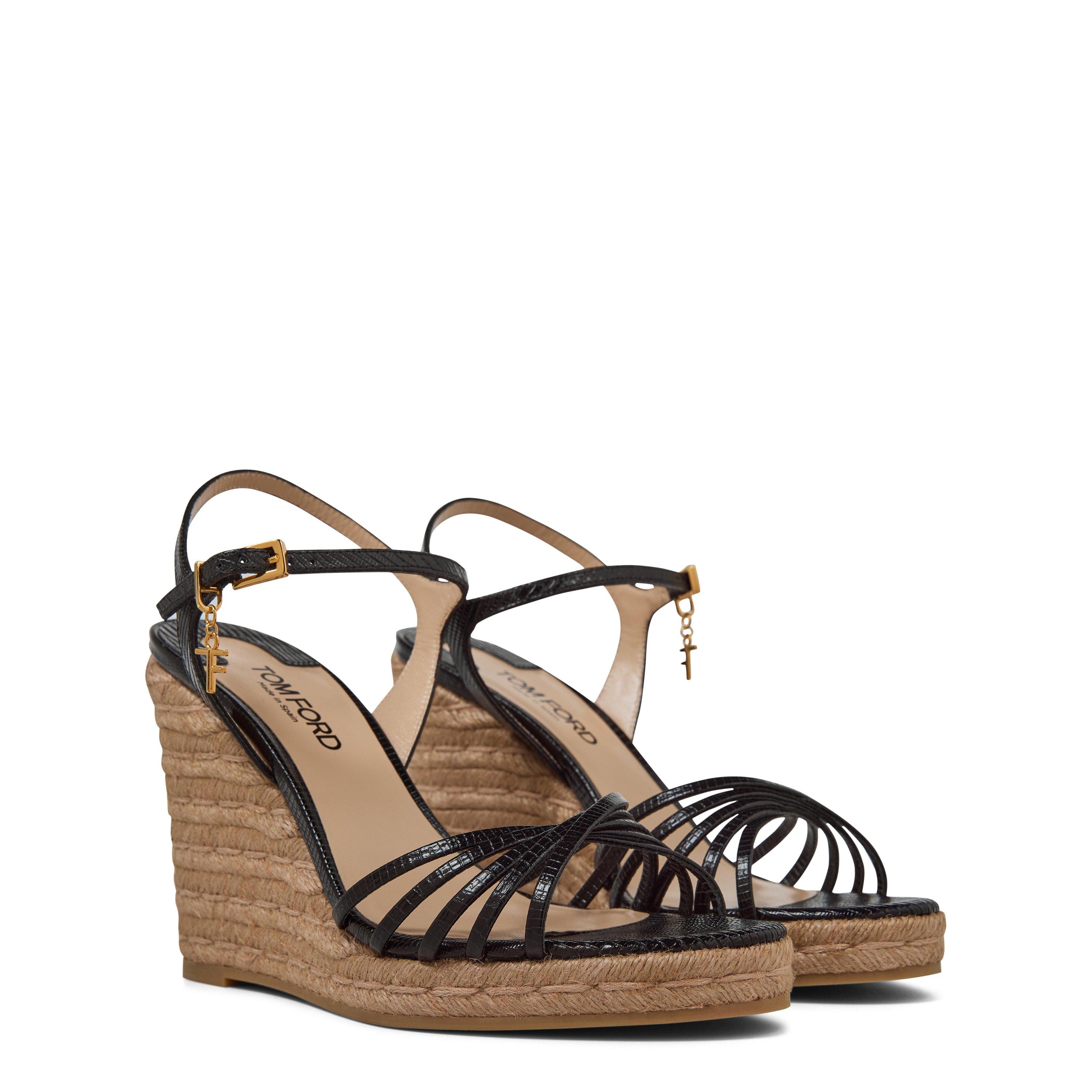 Black - Tom Ford - Lizard Cabana Wedge Sandals - 4