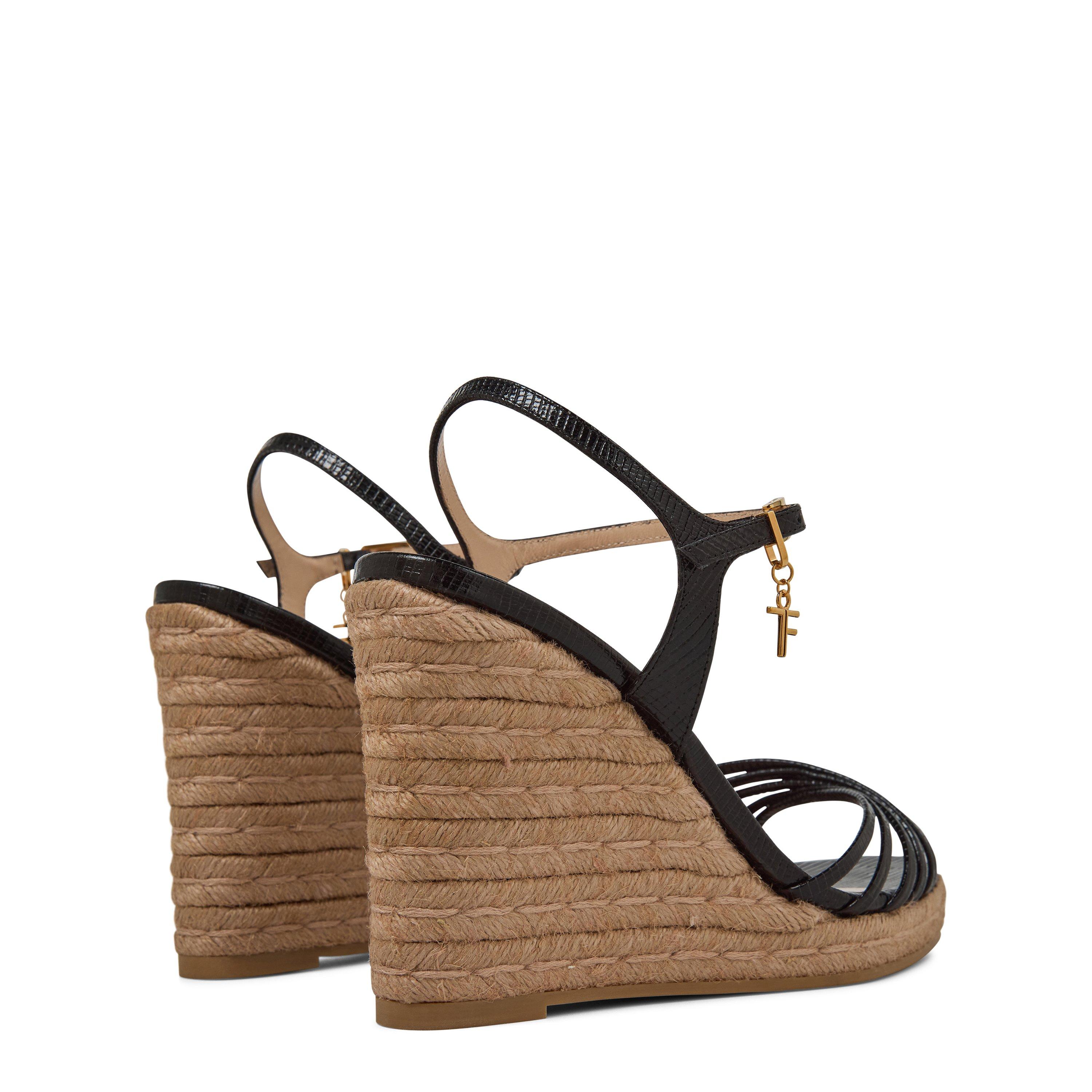 Black - Tom Ford - Lizard Cabana Wedge Sandals - 5