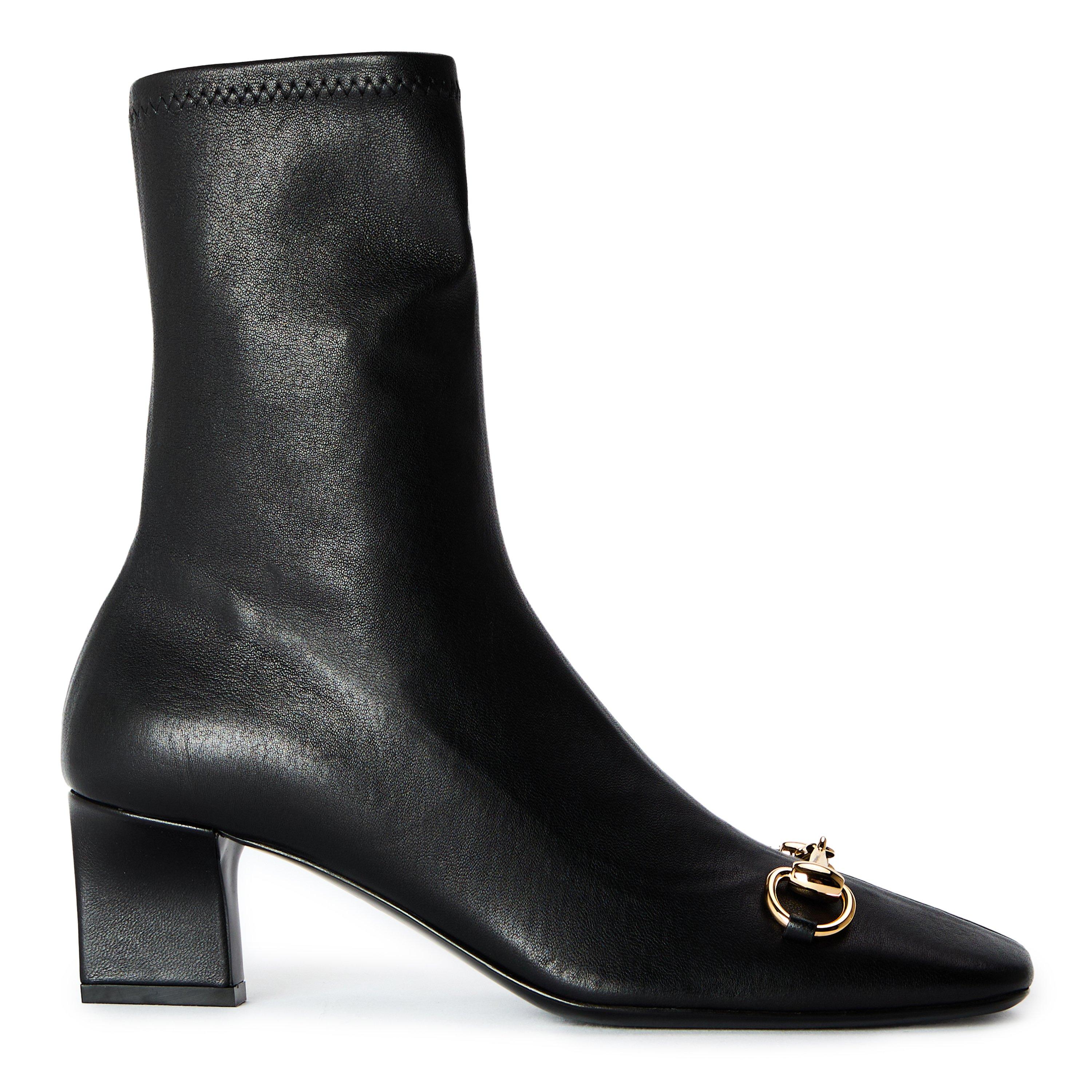 Gucci Women's Ankle Heeled Boot - Black/Black - Size 4 (37)