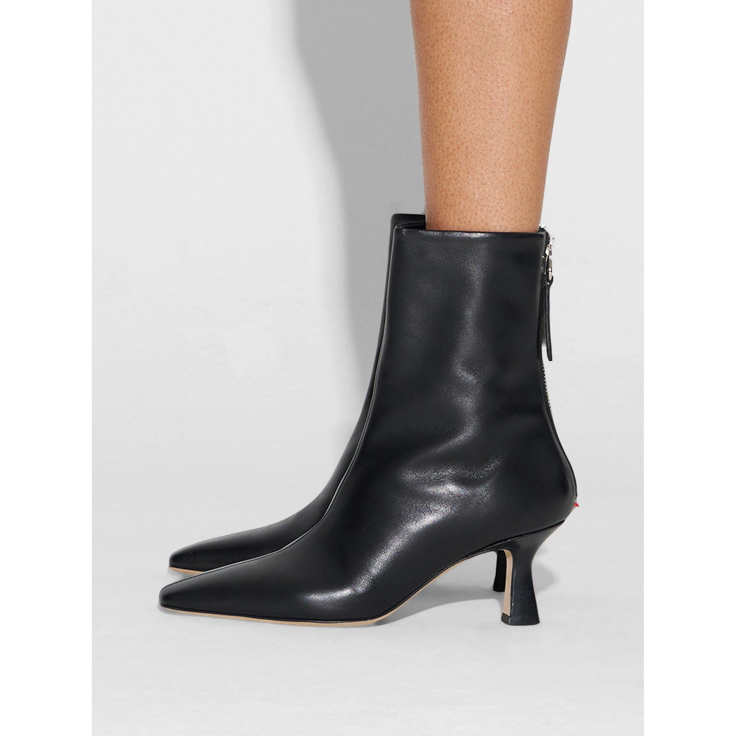 Black - Aeyde - Women's Elina Calf Ankle Heeled Boots - 6