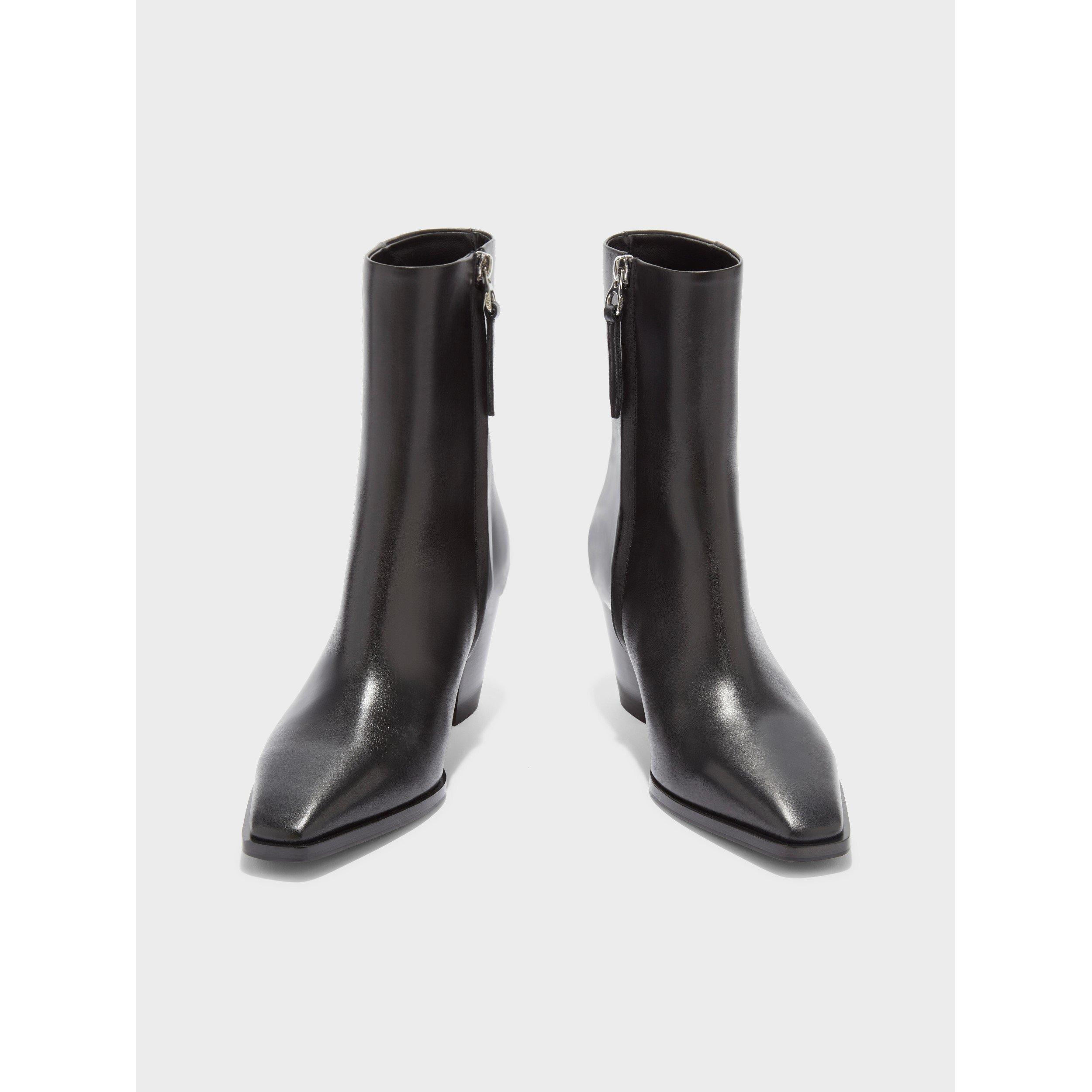 Black - Aeyde - Women's Hedvig Calf Ankle Heeled Boots - 3