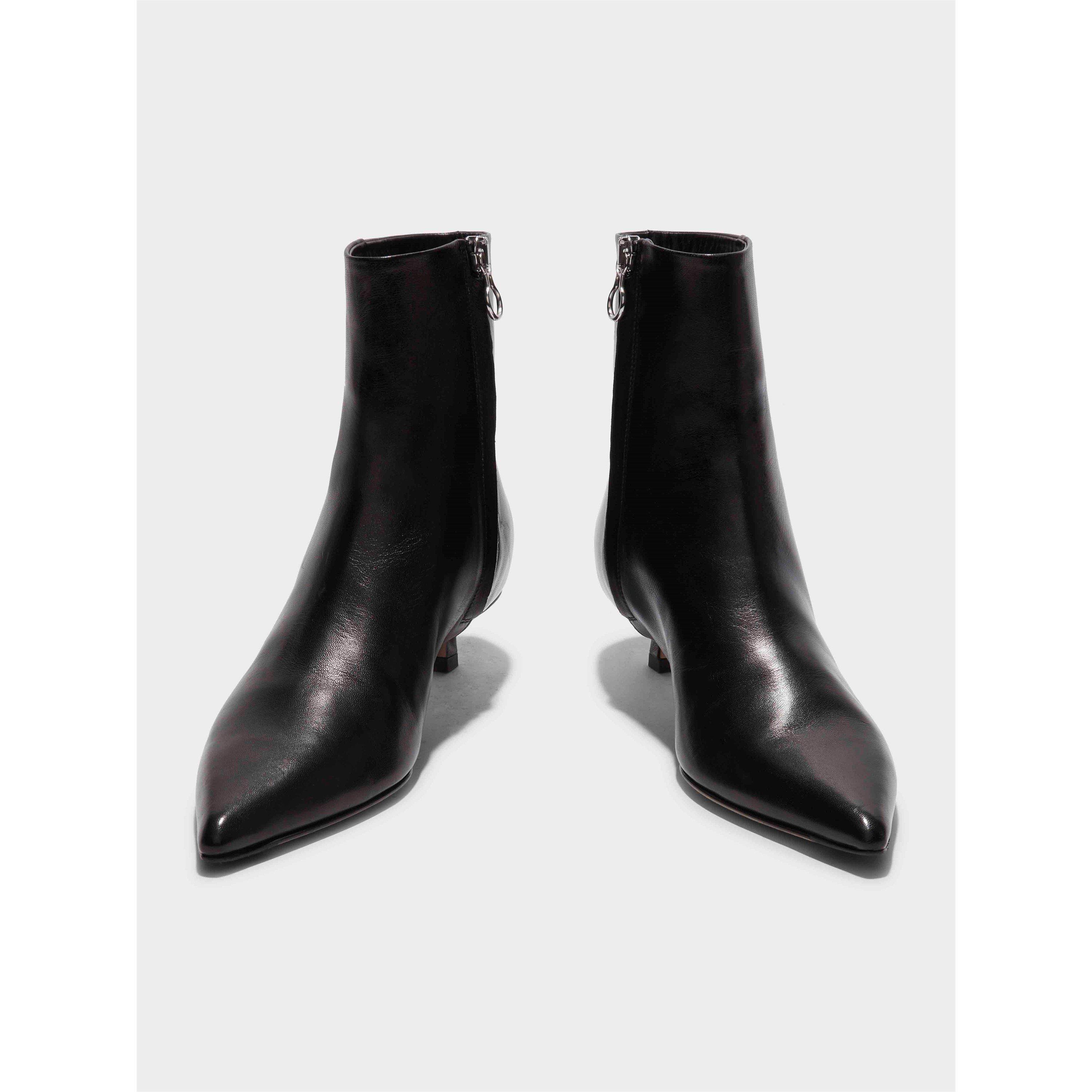 Black - Aeyde - Women's Sofie Cow Boot Ankle Heeled Boots - 3