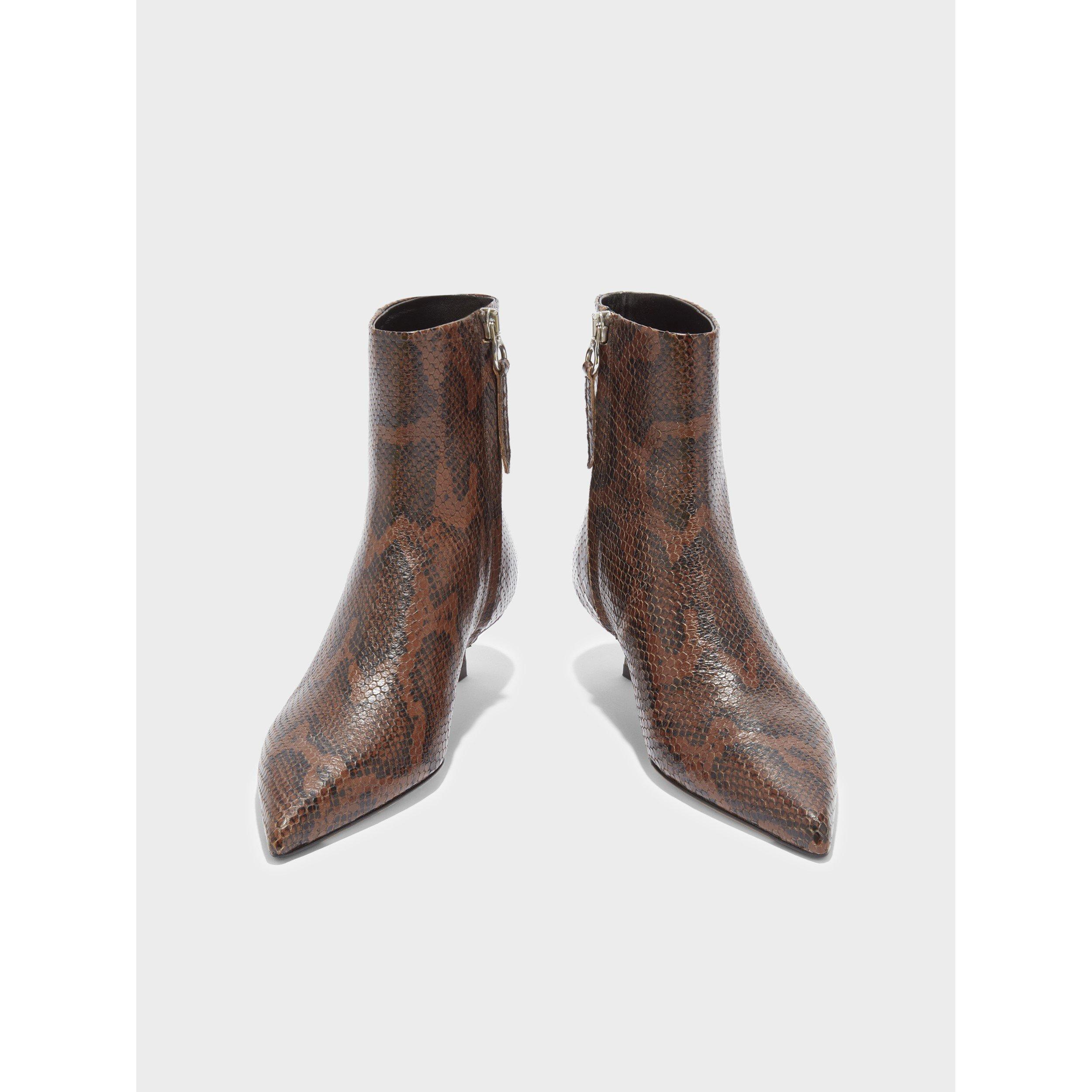 Snake Print - Aeyde - Women's Sofie Cow Boot Ankle Heeled Boots - 3