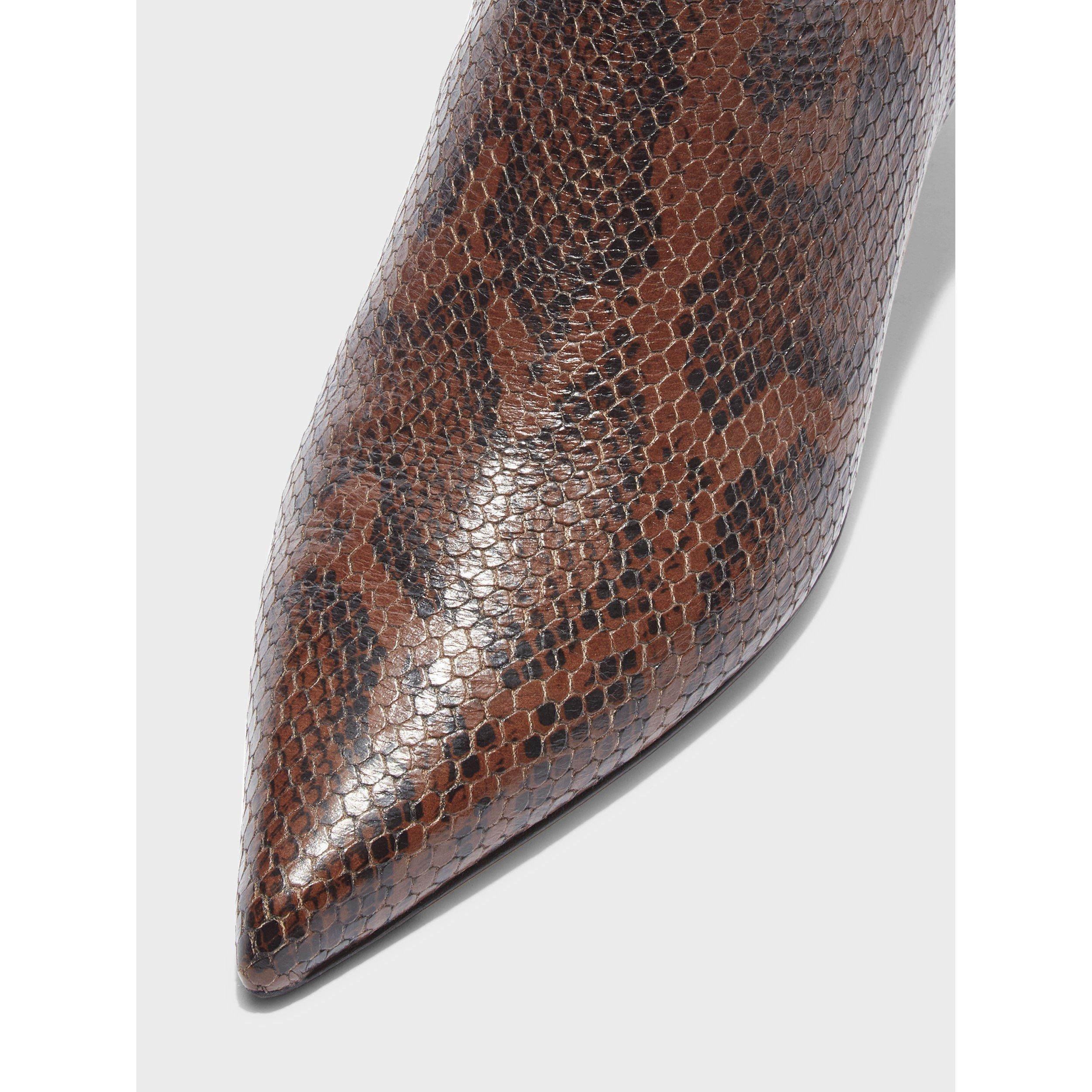 Snake Print - Aeyde - Women's Sofie Cow Boot Ankle Heeled Boots - 4