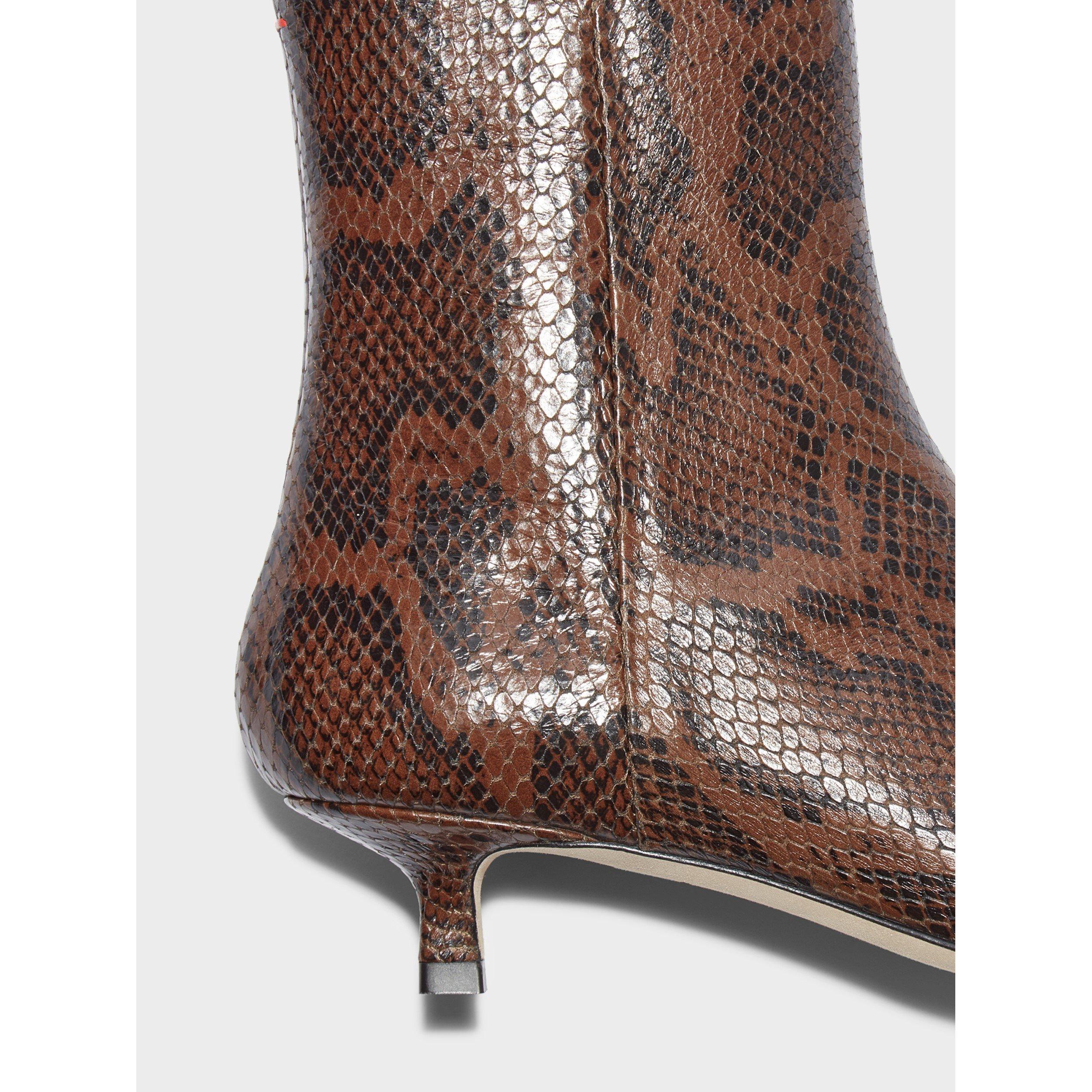 Snake Print - Aeyde - Women's Sofie Cow Boot Ankle Heeled Boots - 5