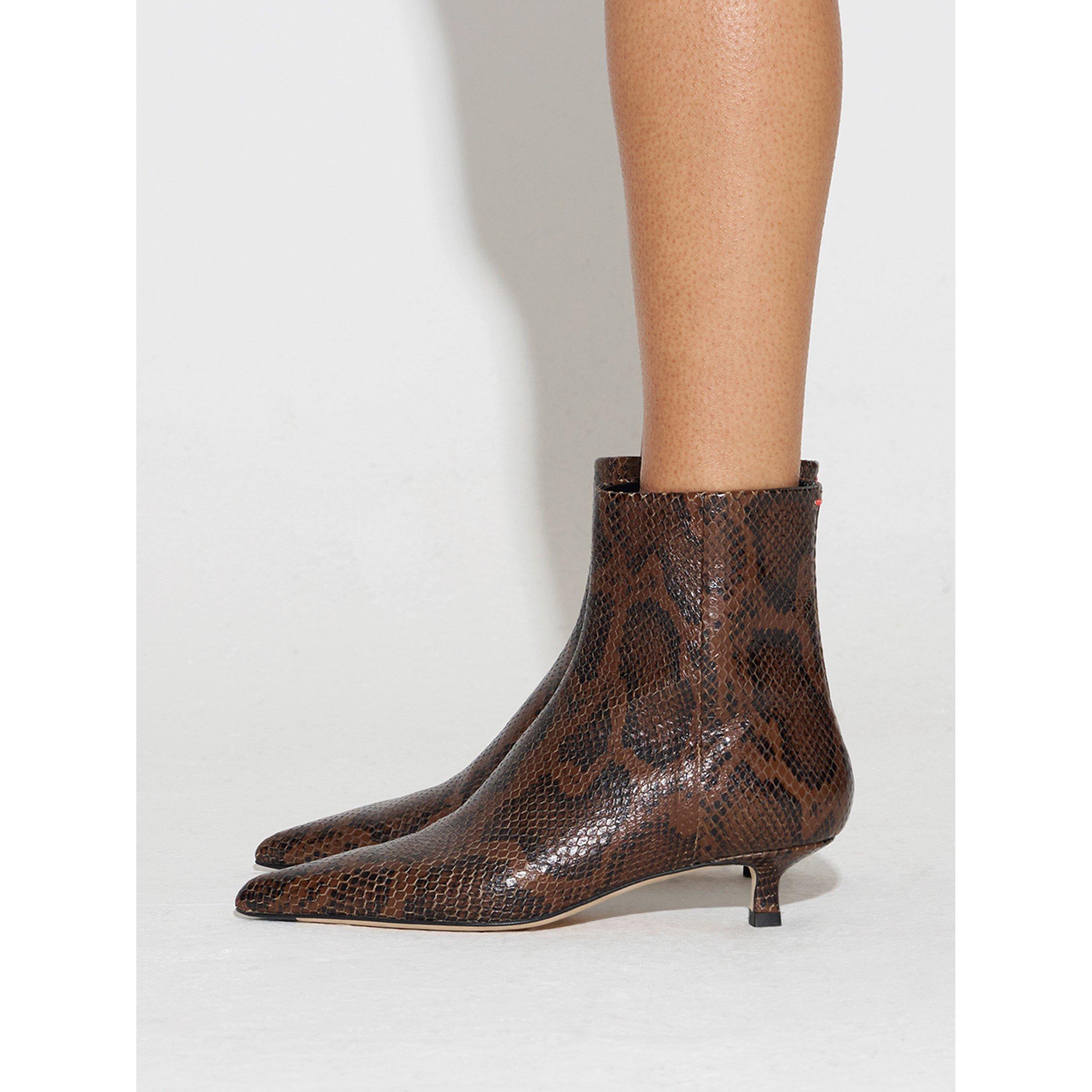 Snake Print - Aeyde - Women's Sofie Cow Boot Ankle Heeled Boots - 6