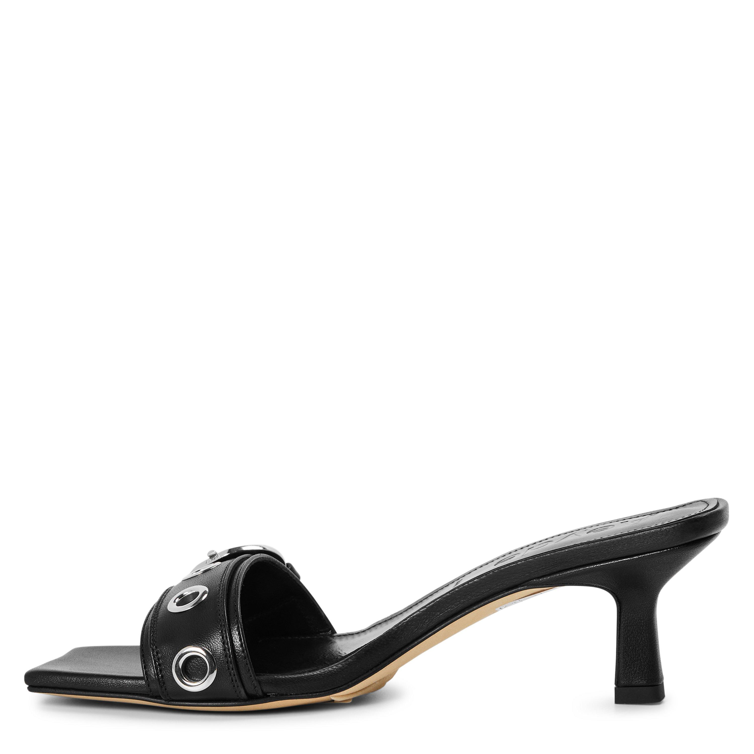 Black - Aeyde - Women's Gilly Leather Heeled Mules - 2