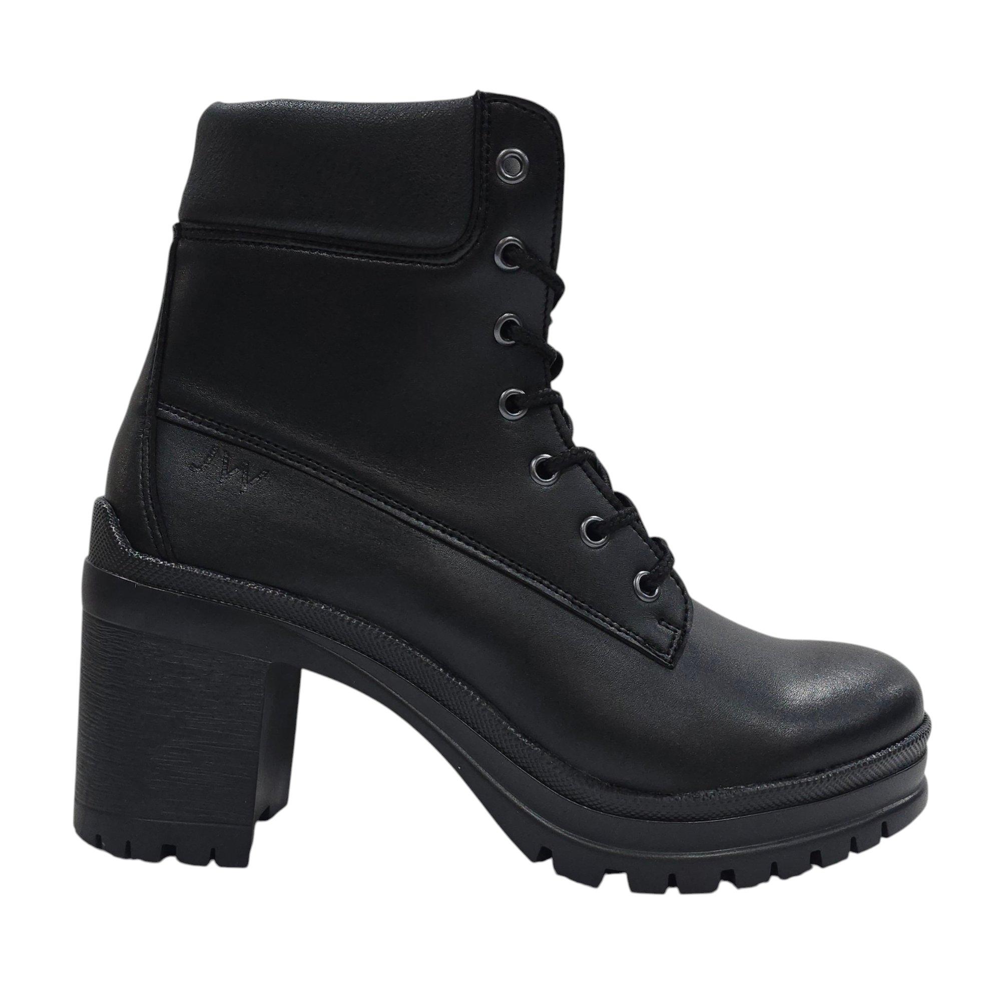 Women's Premium Leather Block Heel Lace Up Ankle Boots