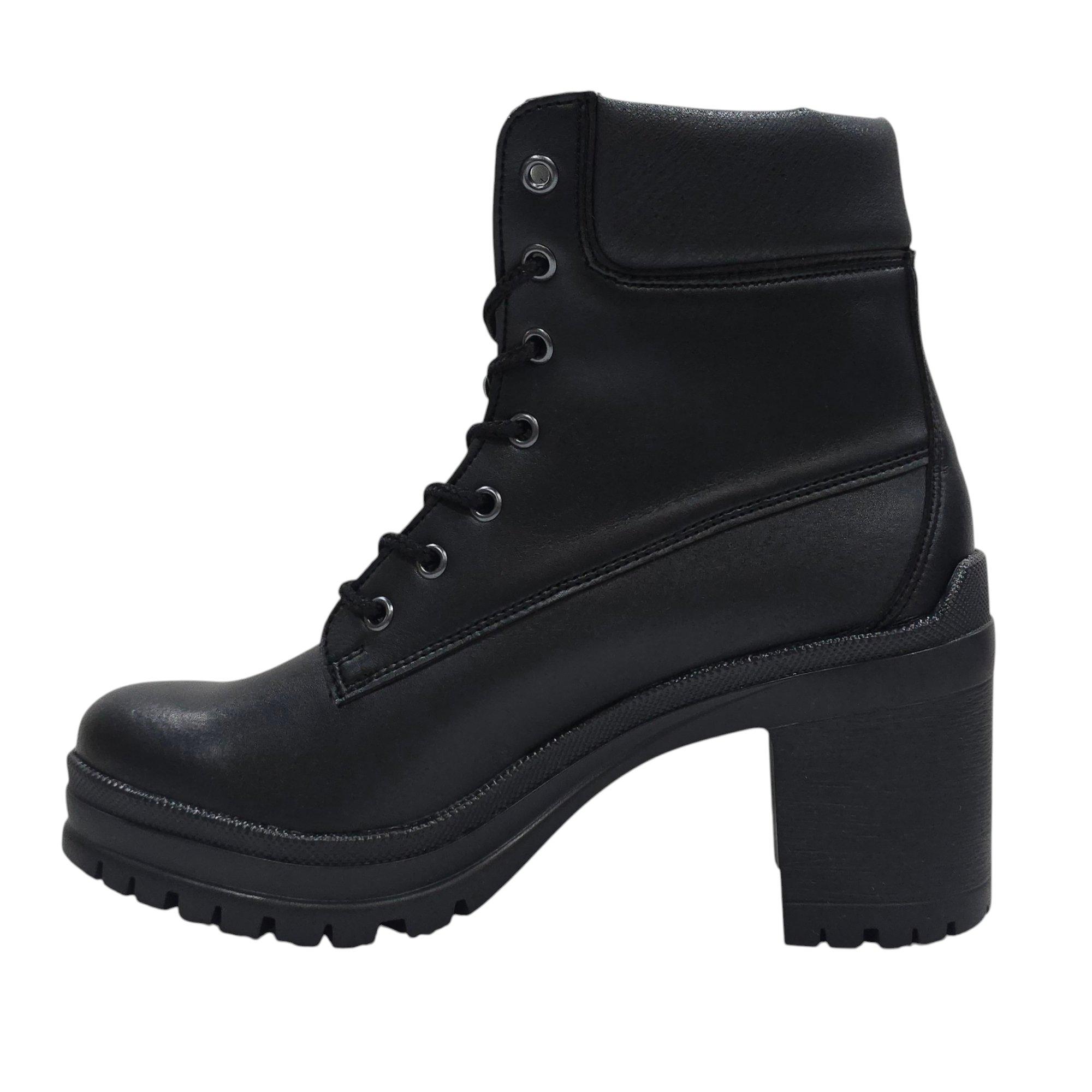 Black - Jack Wills - Women's Premium Leather Block Heel Lace Up Ankle Boots - 2