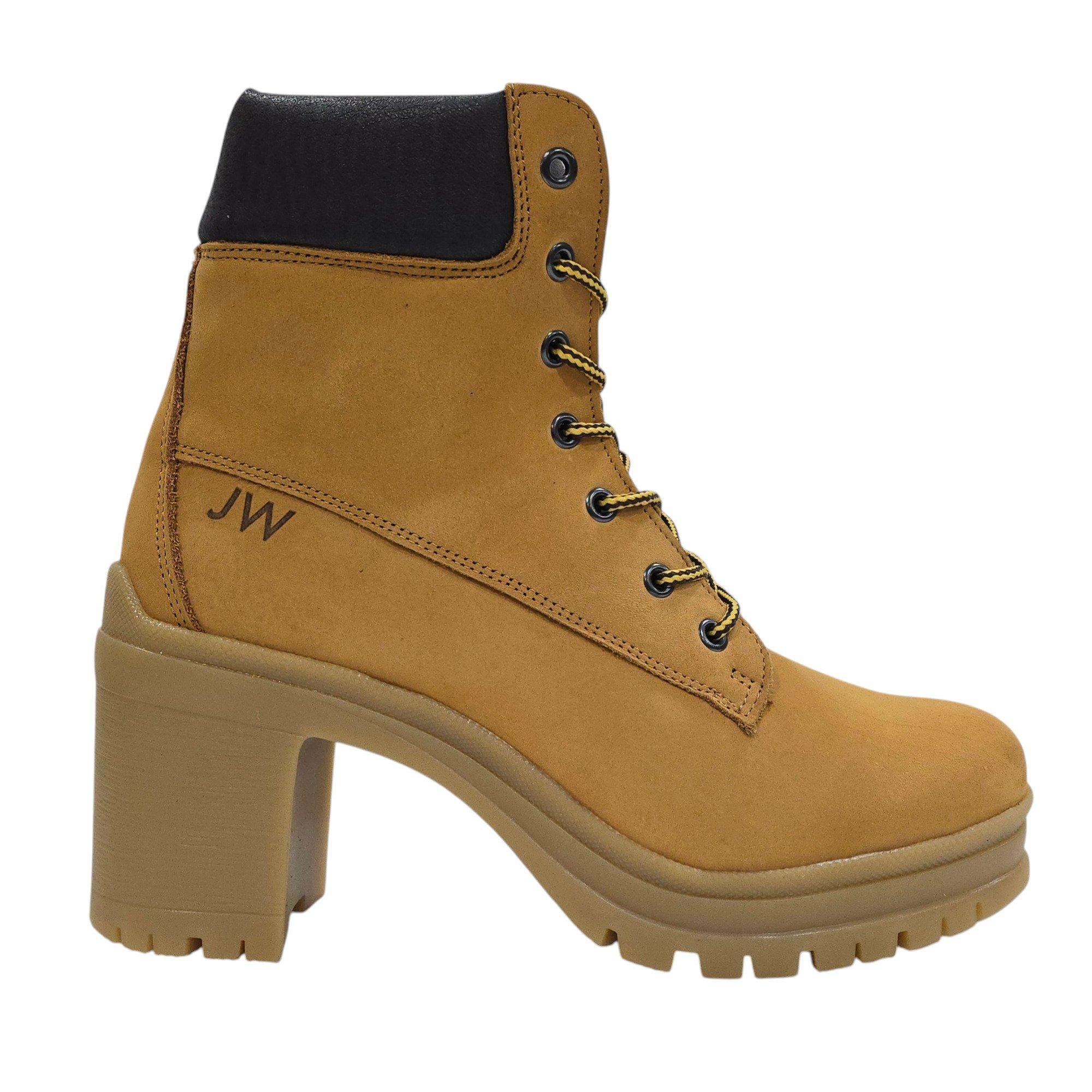 Honey - Jack Wills - Women's Premium Leather Block Heel Lace Up Ankle Boots - 1