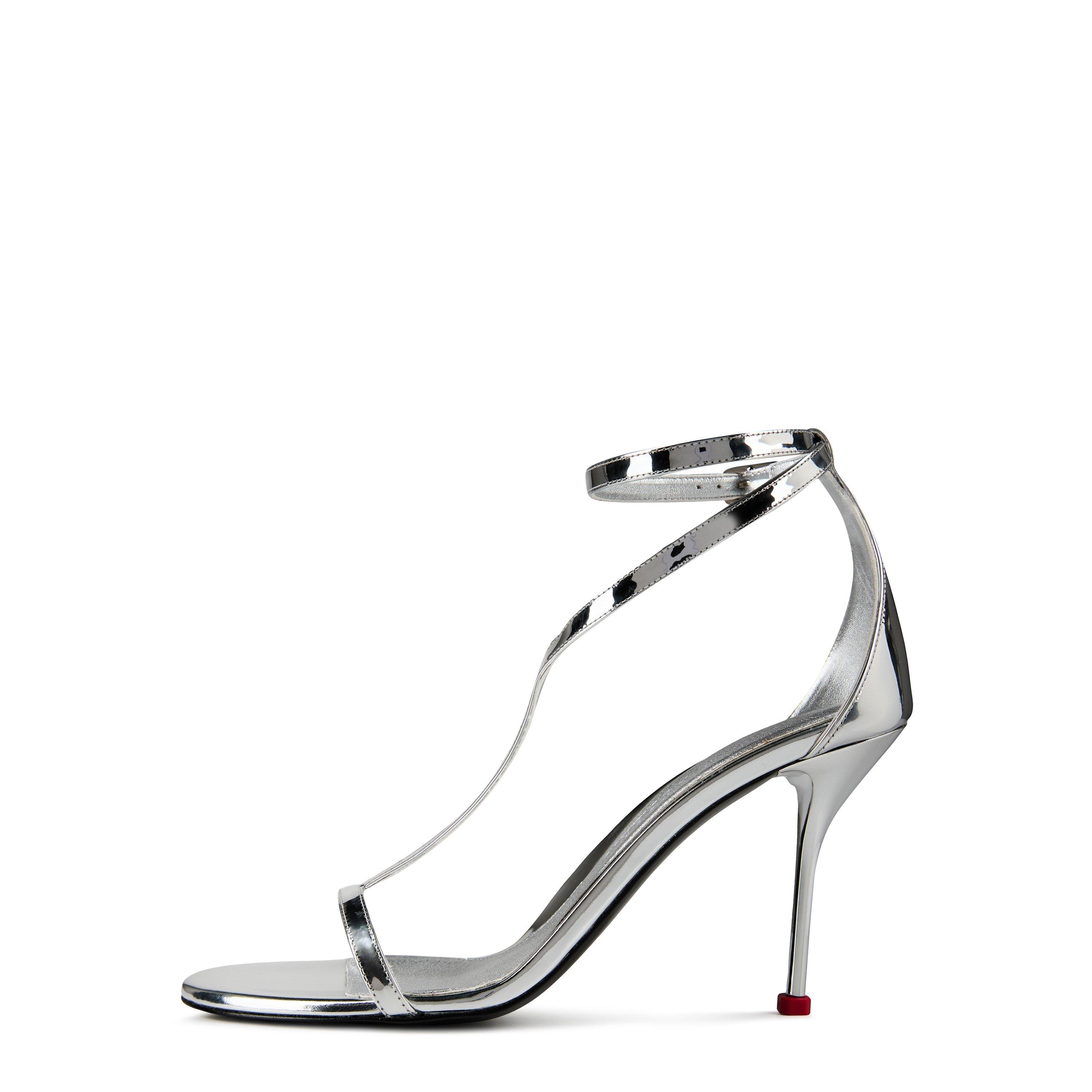 Silver/Red - Alexander McQueen - Harness Sandal Stiletto Heels - 7