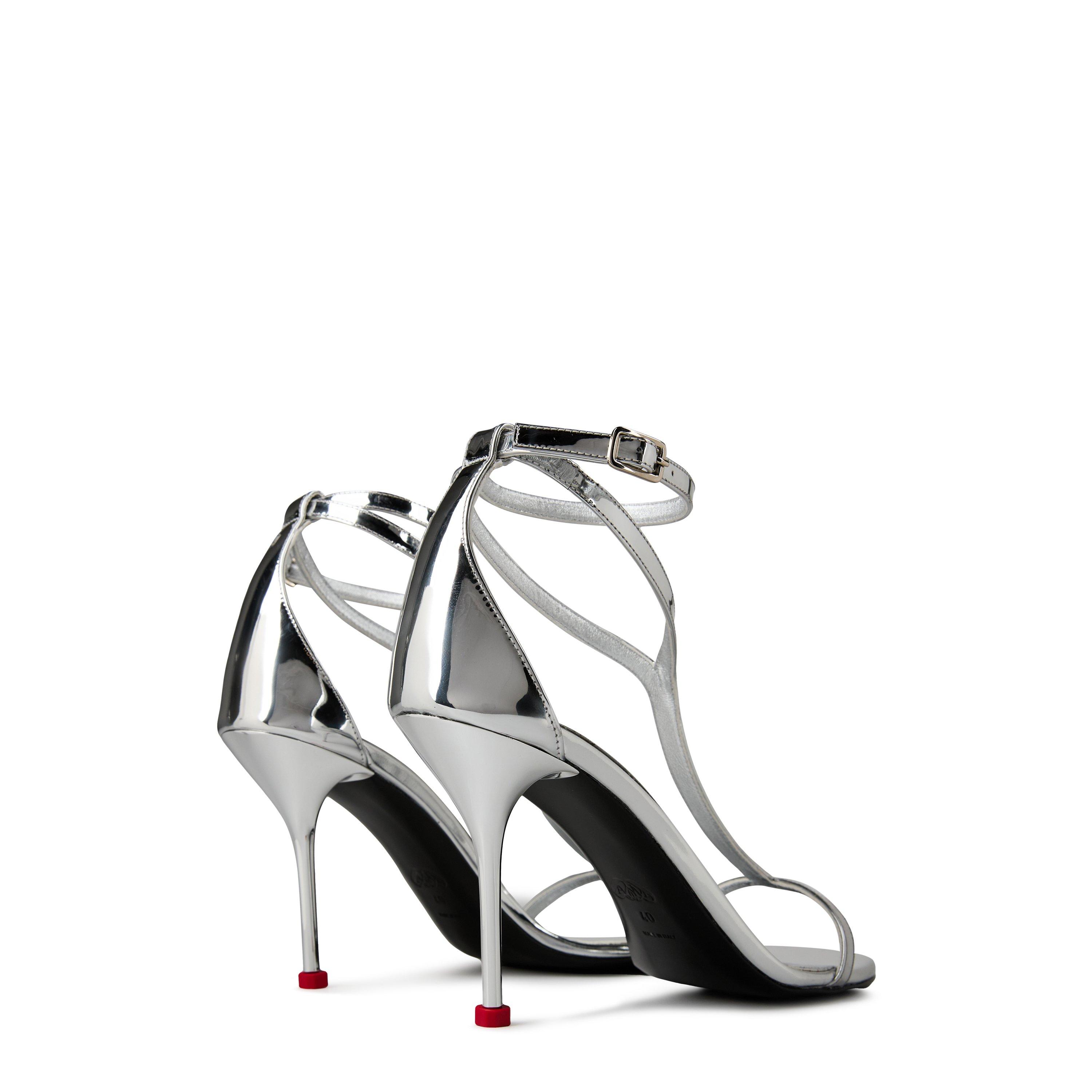 Silver/Red - Alexander McQueen - Harness Sandal Stiletto Heels - 5