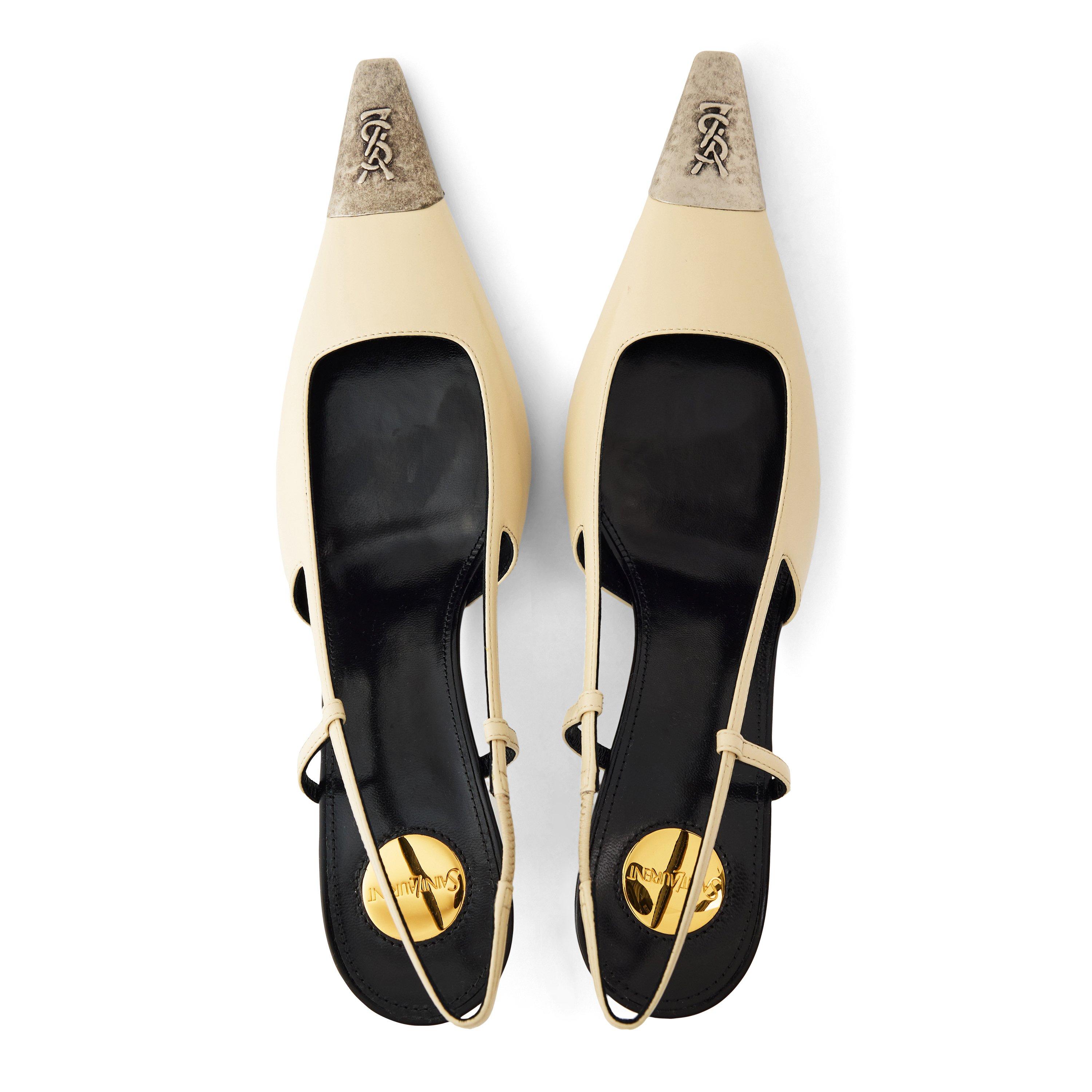 Marble White - Saint Laurent - Women's Slingbacks - 4