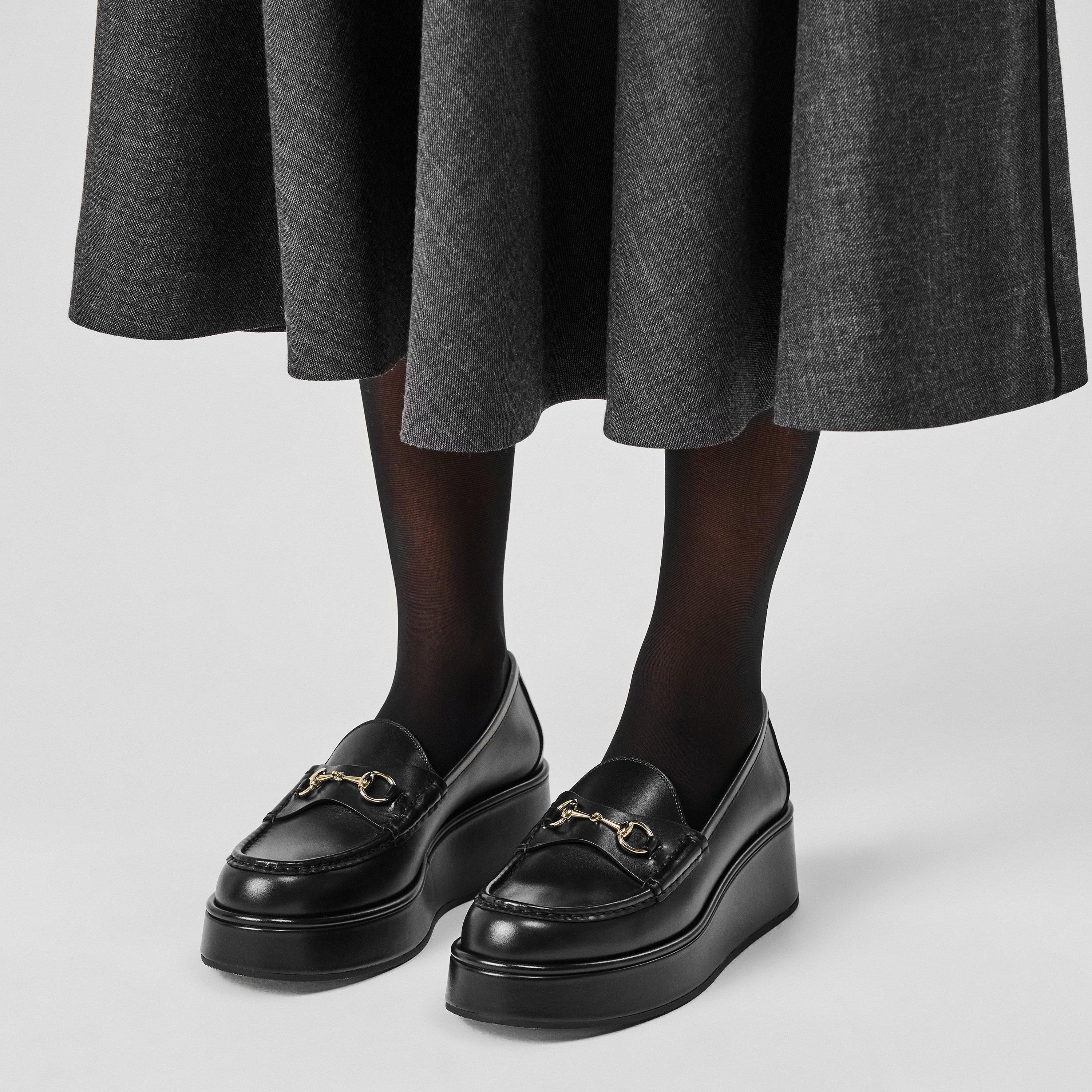 Black - Gucci - Horsebit Wedge Loafers - 3